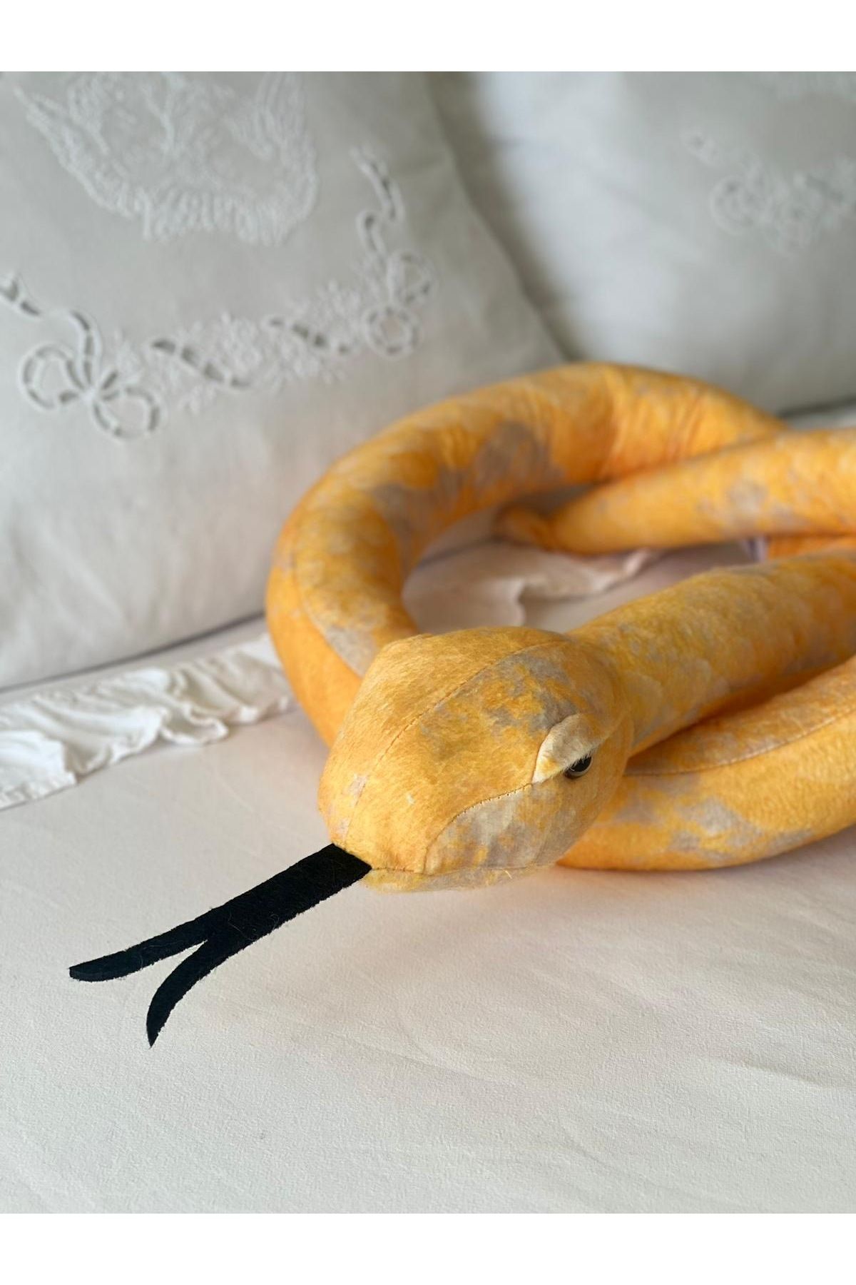 MR.Frenks Çocuk Sevimli Yılan Oyun Arkadaşı Peluş Yastık Sarı 120 cm