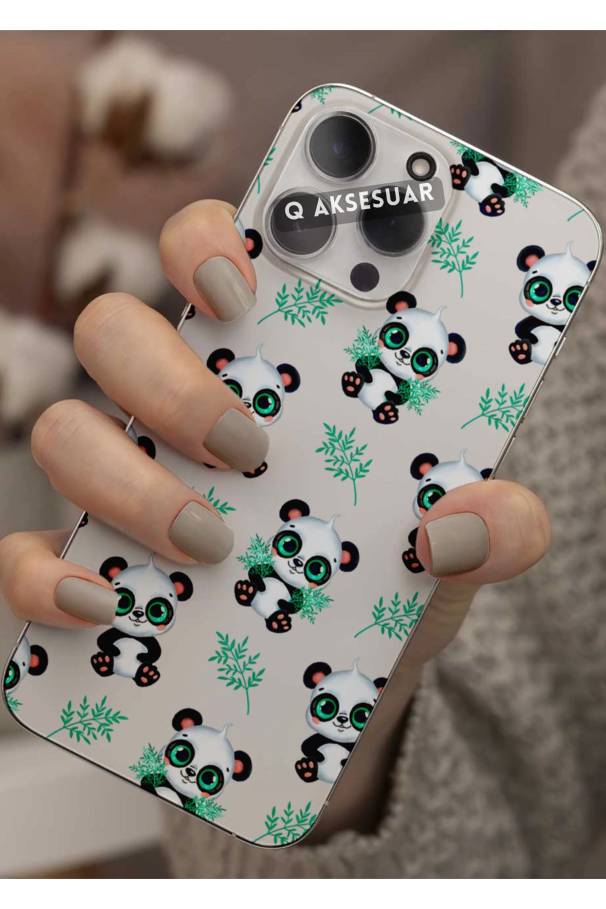 Q Aksesuar Huawei Mate 20 Uyumlu Sevimli Panda Tasarımlı Şeffaf Telefon Kılıfı Kapak Case