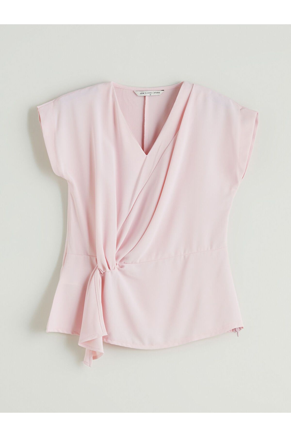 LC Waikiki LCWAIKIKI Classic Pembe V Yaka Büzgülü Bluz S5PG85Z8NVY25