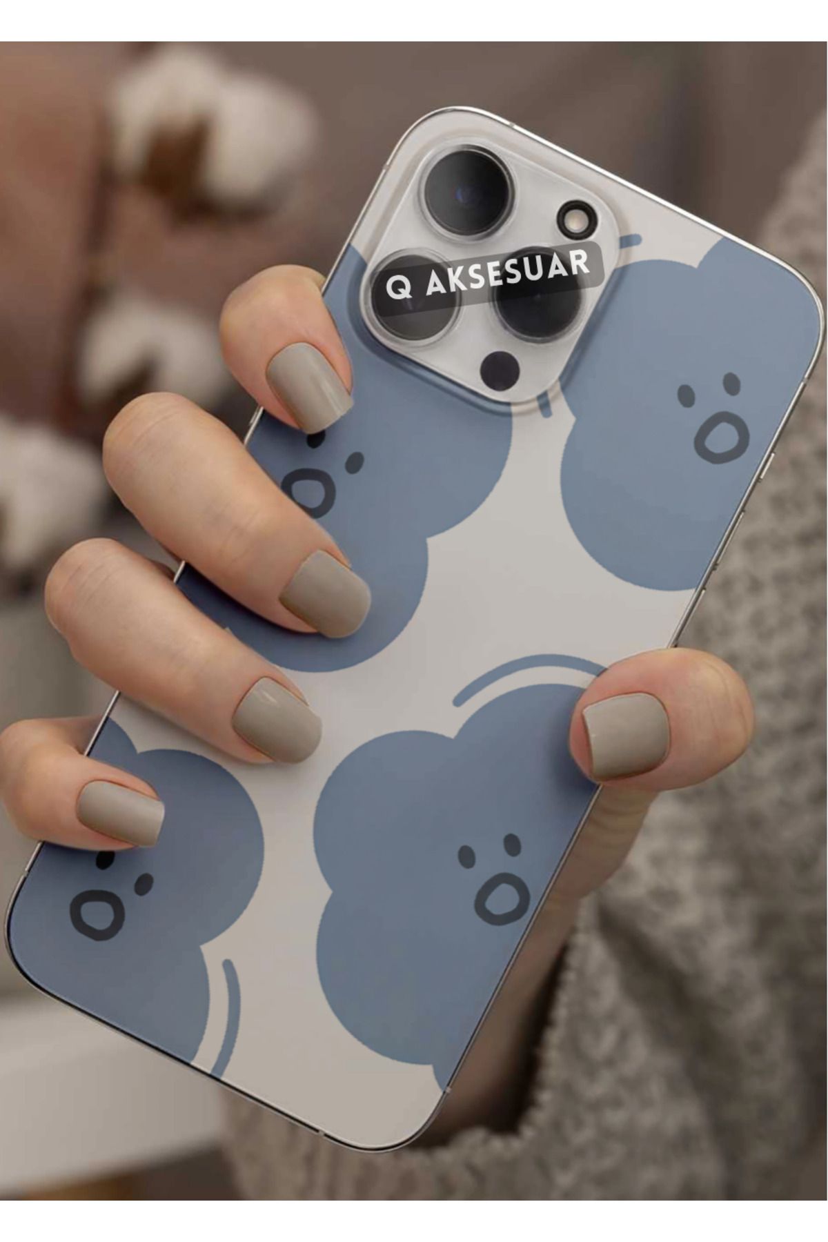 Q Aksesuar General Mobile GM 23 Uyumlu Sevimli Bulut Tasarımlı Şeffaf Telefon Kılıfı Kapak Case