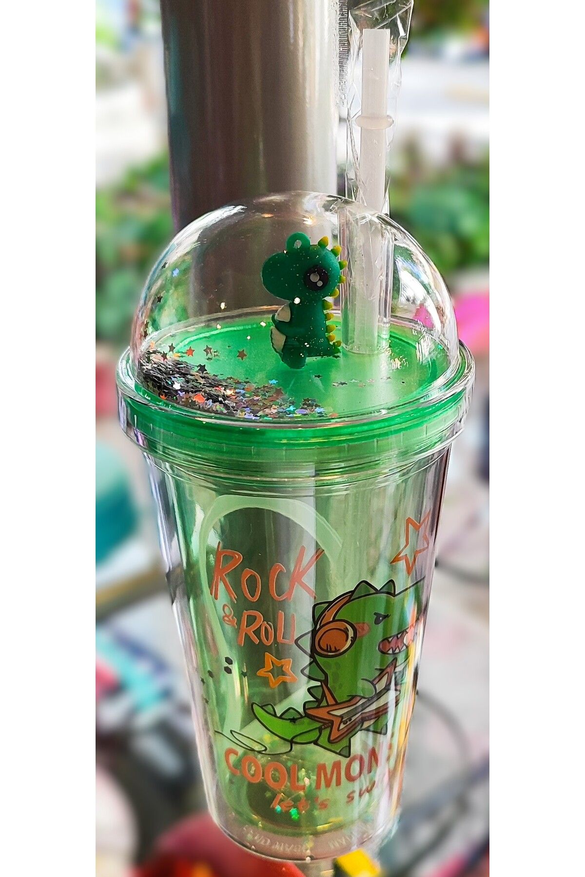 ada çanta kırtasiye Figürlü süslü kapaklı pipetli plastik bardak 470ml