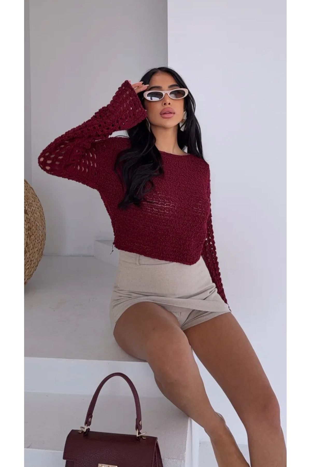 Noi Belis Kayık Yaka Ajurlu/Delikli İnce Yazlık Bluz SS25BZ0018