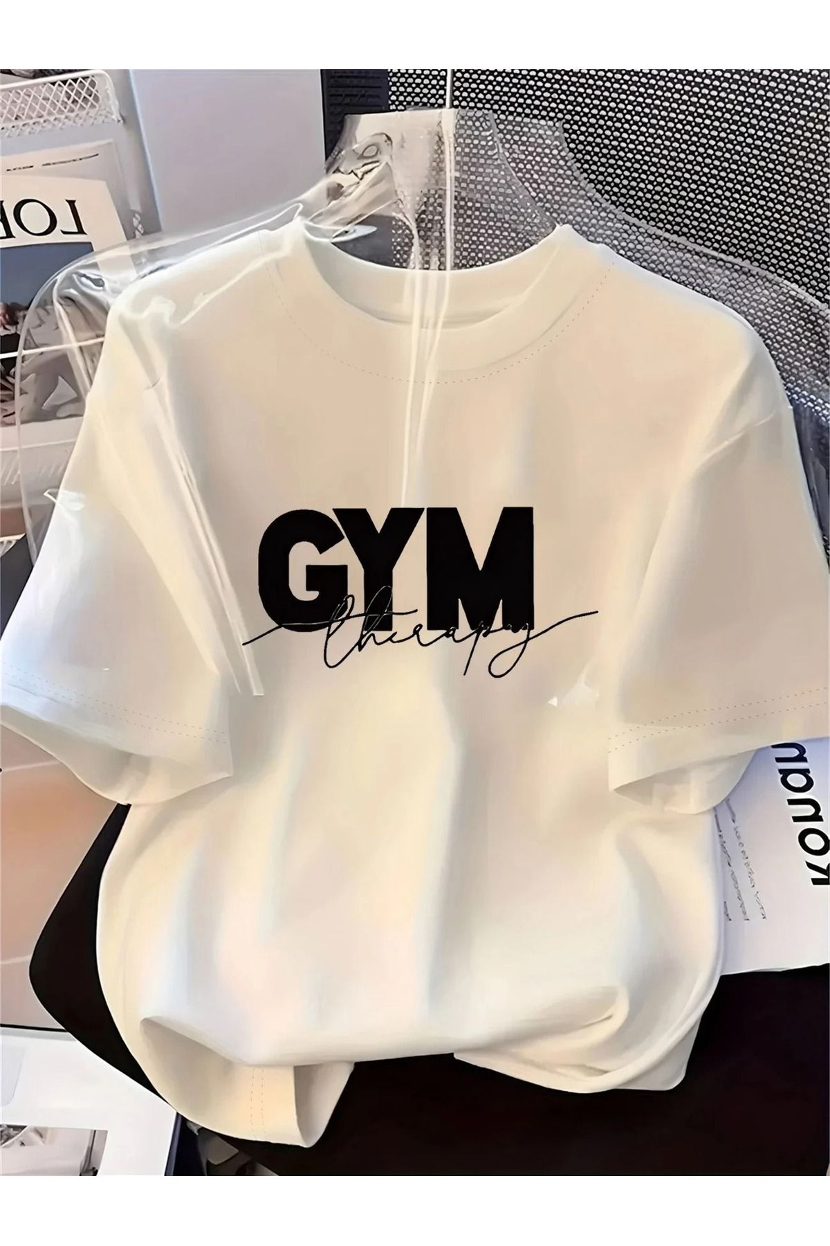 Massgai Unisex GYM therapy Baskılı Oversize %100 Pamuk T-shirt