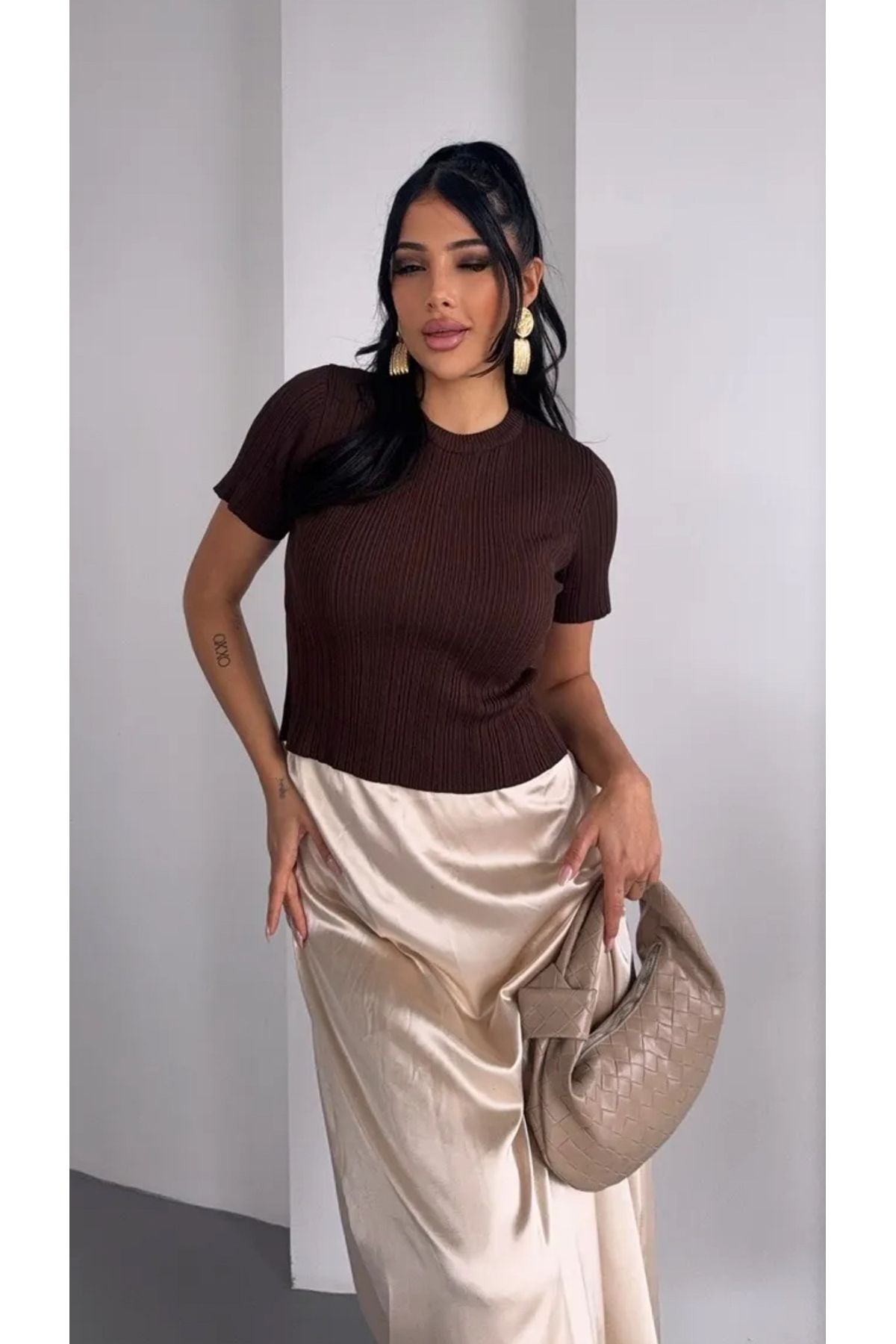 Noi Belis Kısa Kol Bisiklet Yaka İnce Yazlık Bluz SS25BZ0019