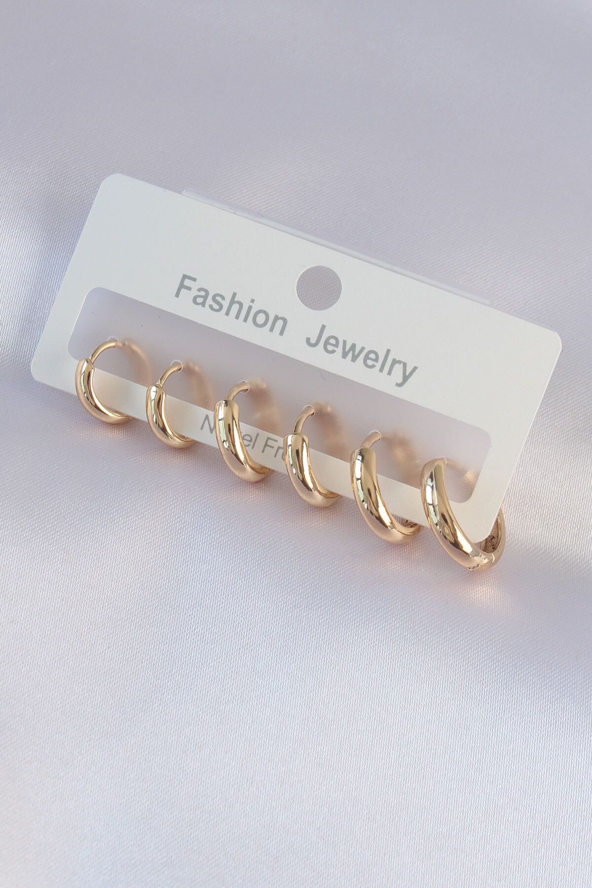 sinerjim Pirinç Gold Renk Oval Küpe Seti