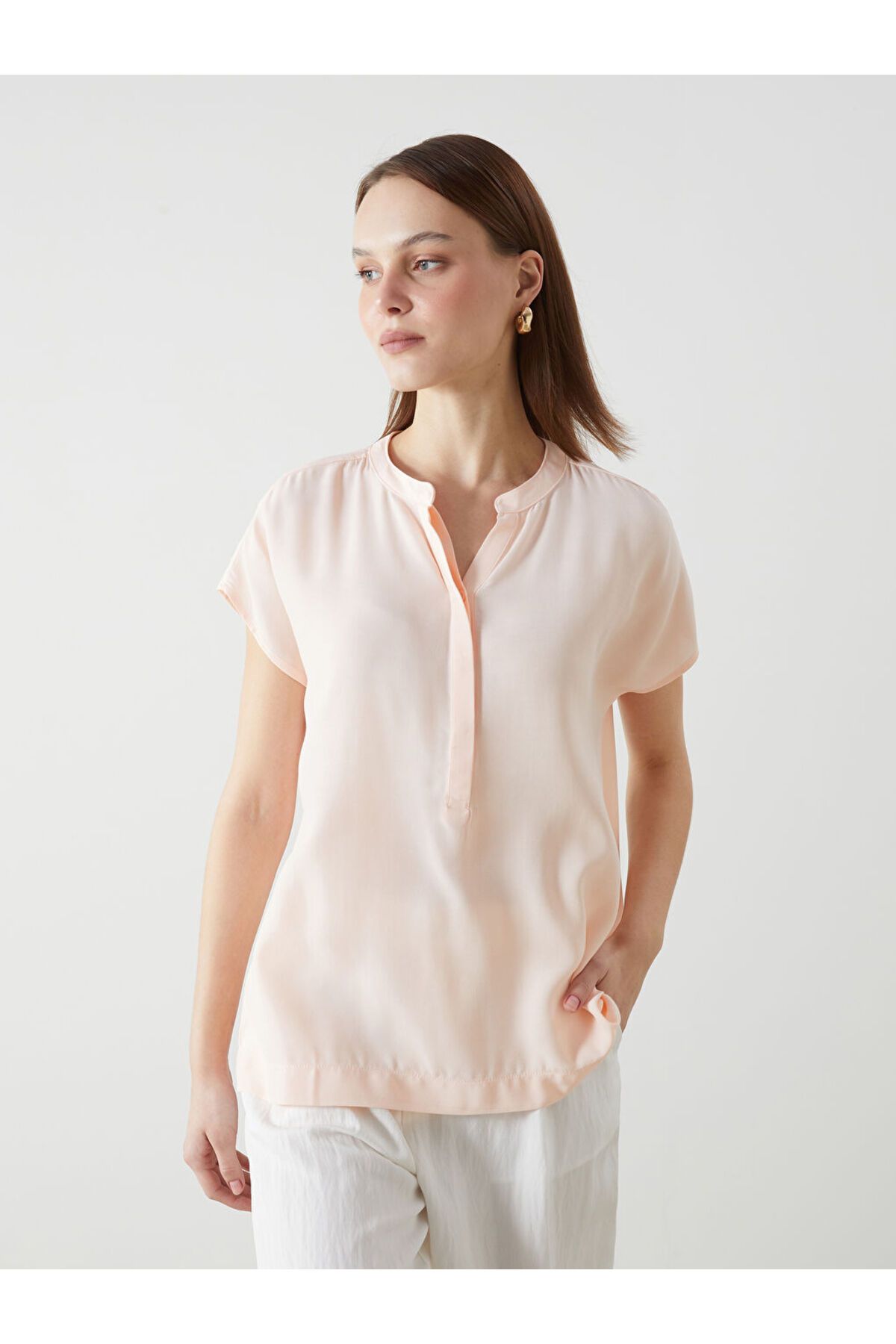 LC Waikiki LCW ECO Pembe Kaçık Yaka Kadın Bluz S5KJ07Z8NVY25