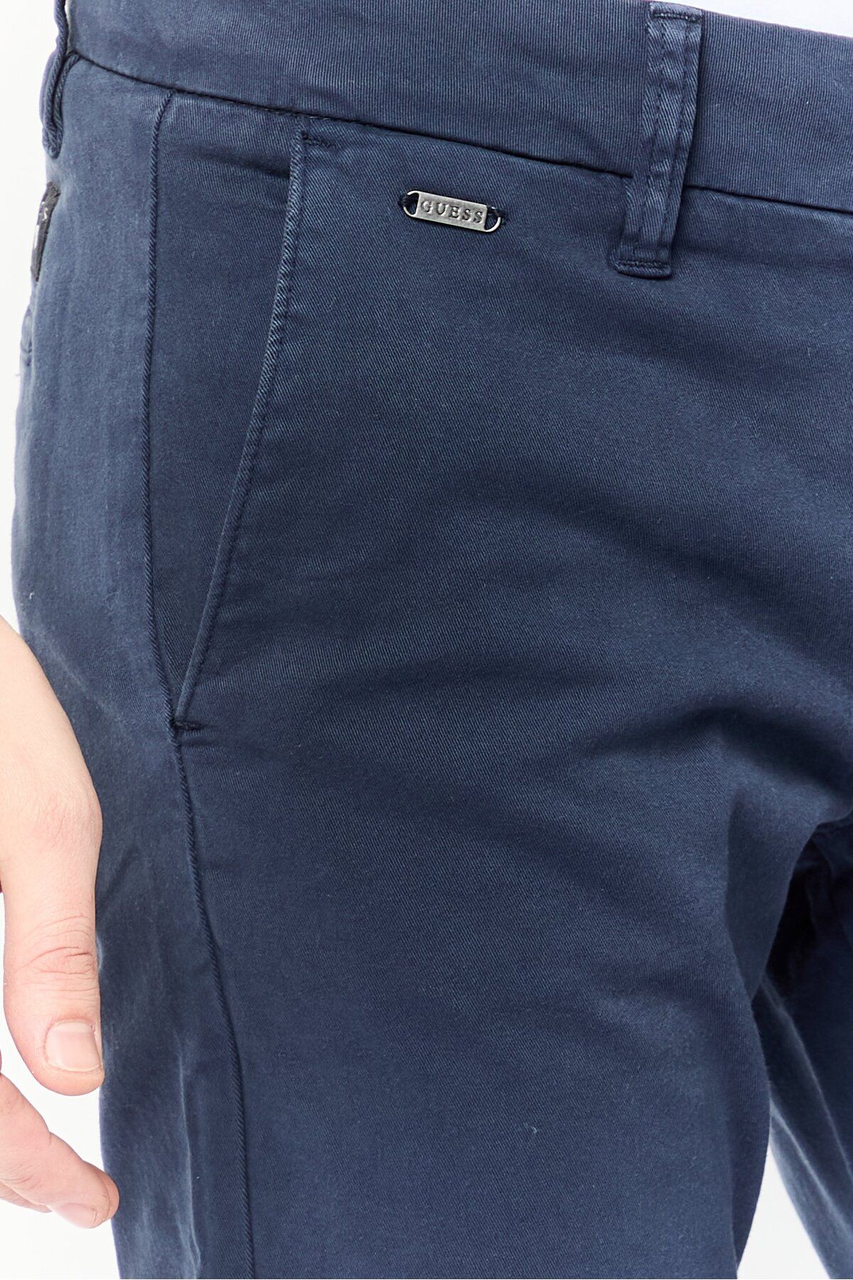 Guess-Men Skinny Fit Low Rise Solid Chino Pants, Navy Blue 3