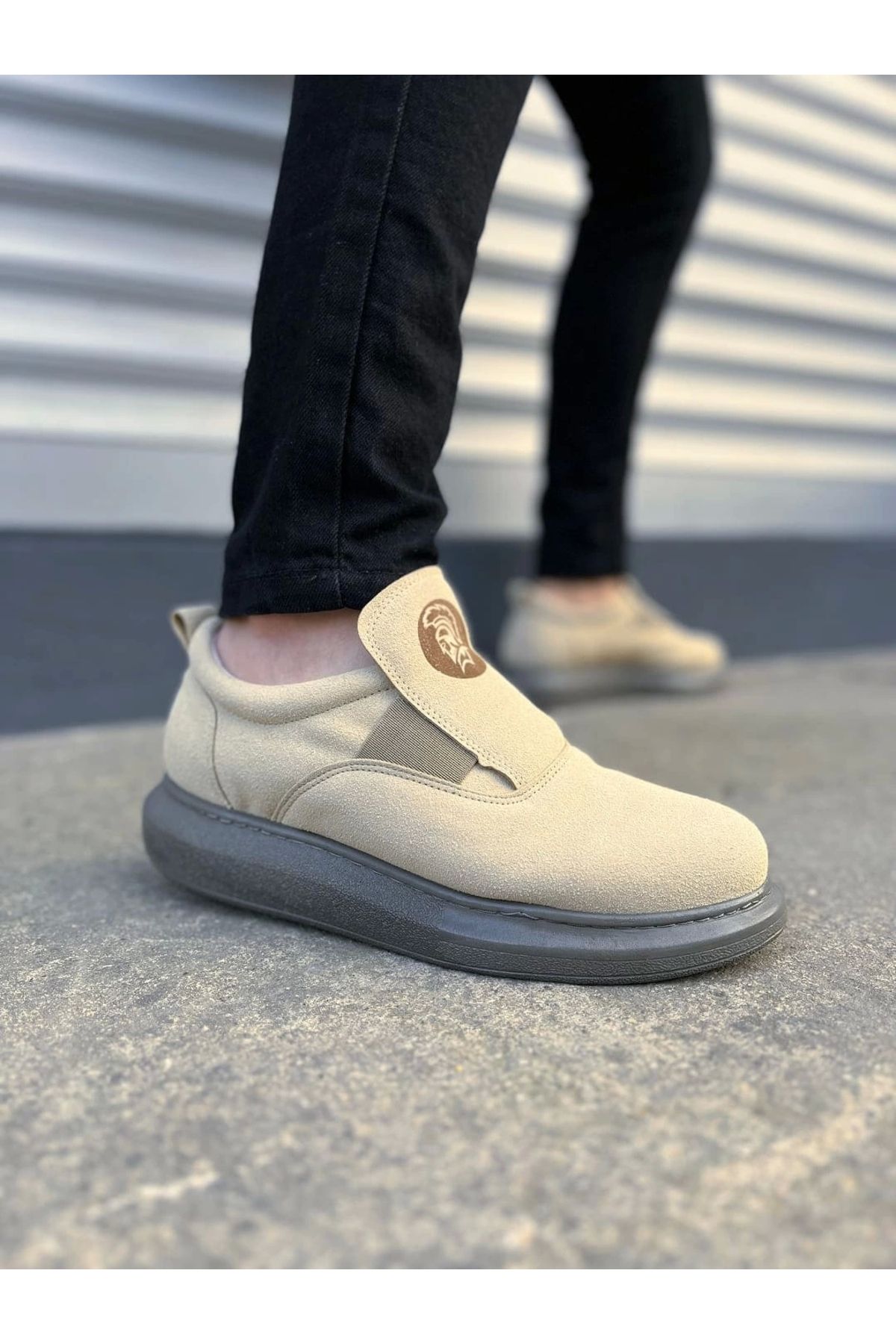 Joy Ayakkabı Kömen JY161 Hippo Bağcıksız Süet Erkek Günlük Sneaker Ayakkabı SGT - Bej