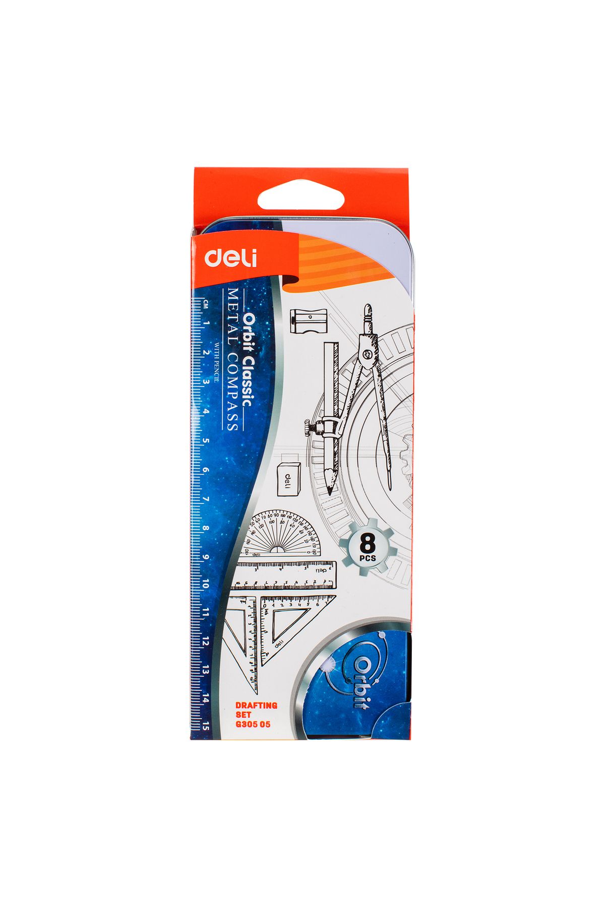 Deli-EG30505 Drafting Set 8pcs - ideal for students and classroom geometry tasks 8