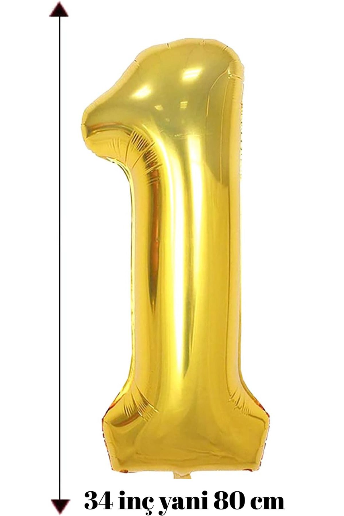 UVERTE 1 Yaş Gold Altın Renkli Folyo Balon 34 İnç Doğum Günü ve Parti Balonu