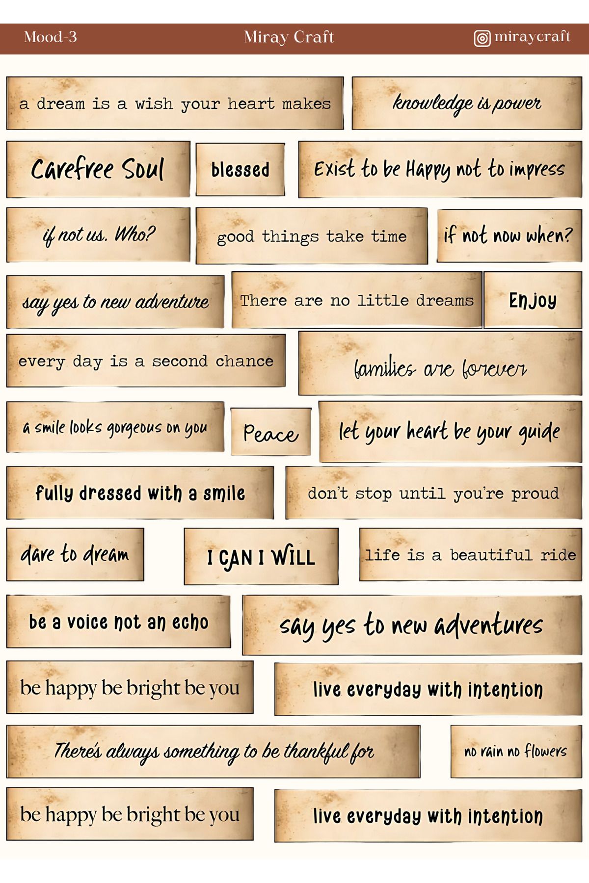 MirayDesign 1 Adet Mood Temalı Sticker (12x17 cm) Bullet Journal, Scrapbook, Ajanda İçin