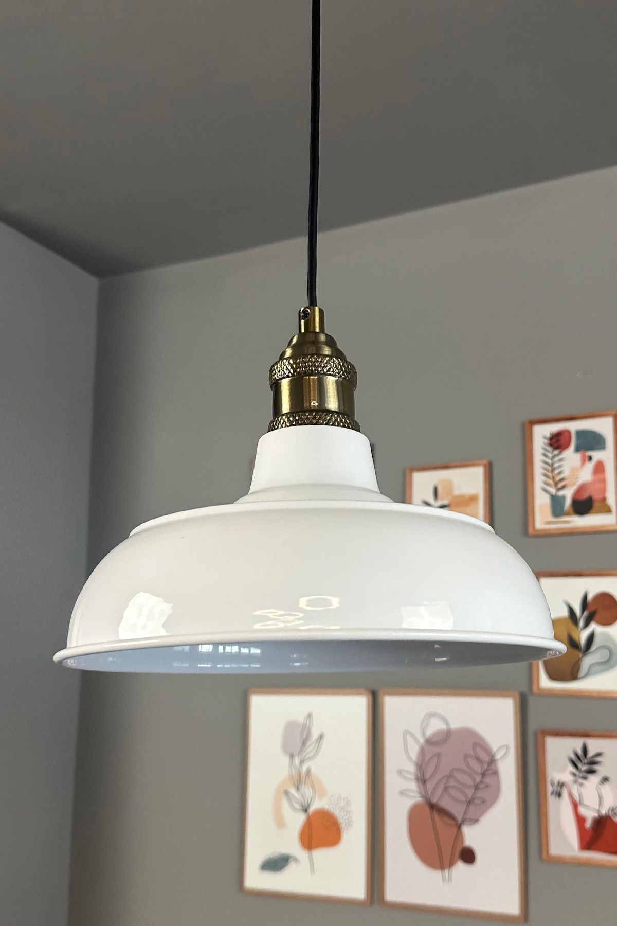 Bamyum Veluna Beyaz Lale Başlık Tekli Avize Retro Sarkıt Ofis Showroom Salon Mutfak Avizeleri