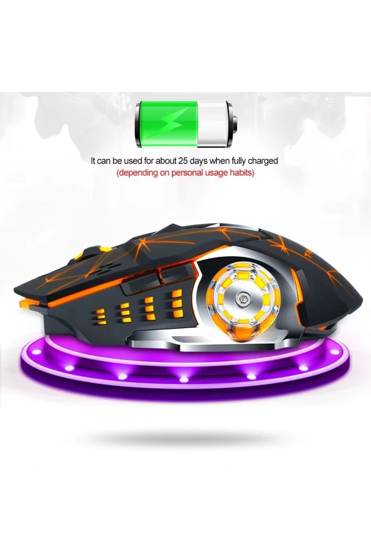 ABYZ-Q13 Wireless Mouse - Silent Multi-Device 6 Programmable Buttons RGB, 2.4GHz DPI 1600 Ergonomic Black 4