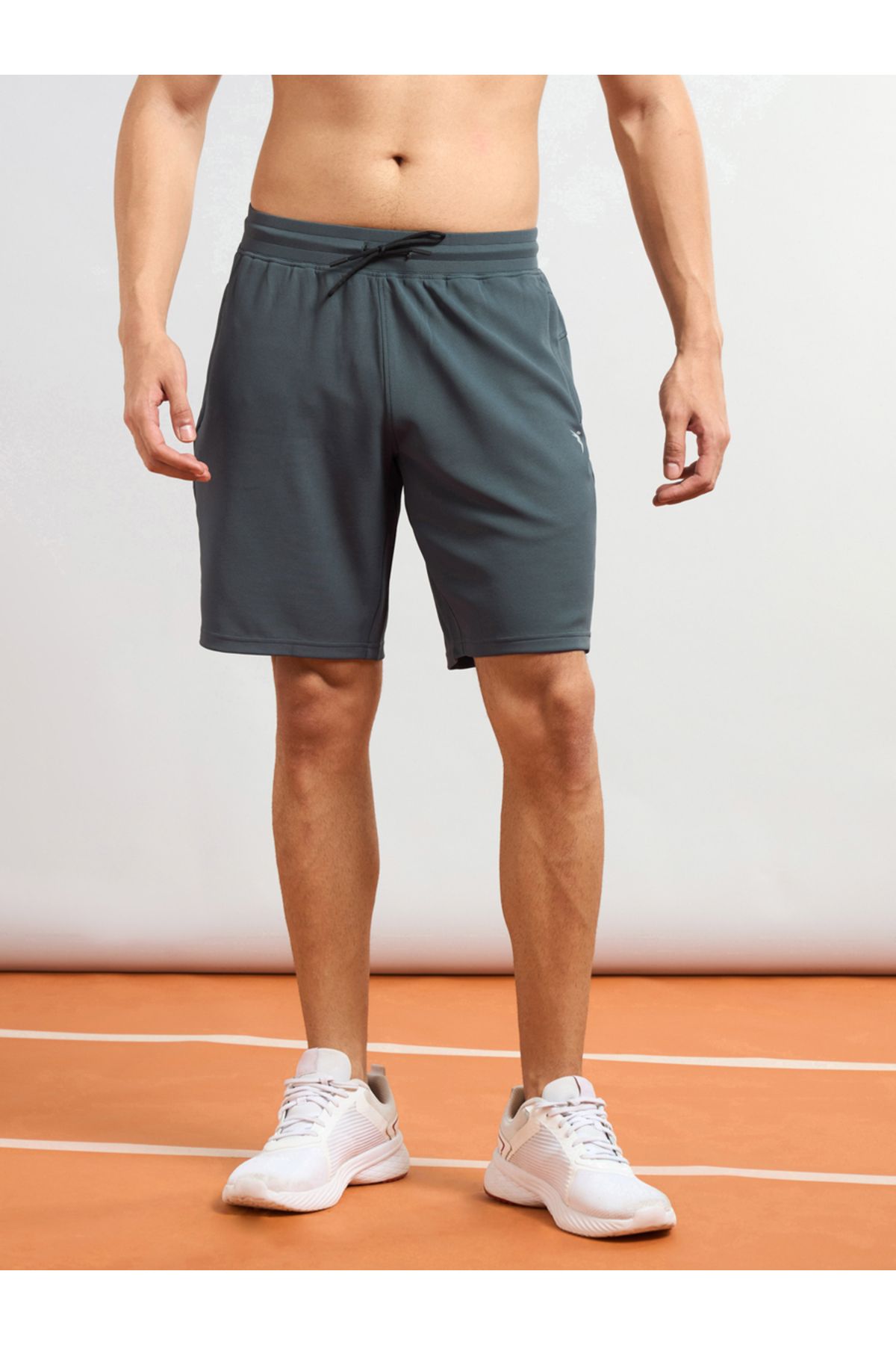 Technosport By Styli-Solid Slim Fit Sports Shorts with Drawstring 3