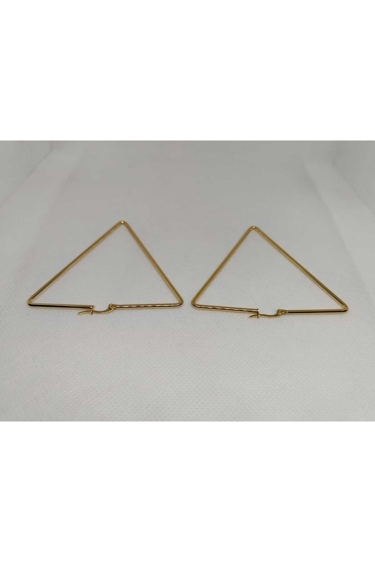 Store 316l Üçgen Şekilli Paslanmaz Çelik Gold Küpe