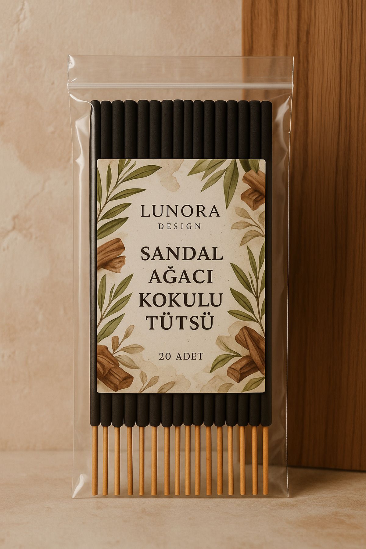 Lunora Design Sandal Ağacı Kokulu Tütsü 20'li – Doğal Aromaterapi Çubuk Tütsü | Lunora Design