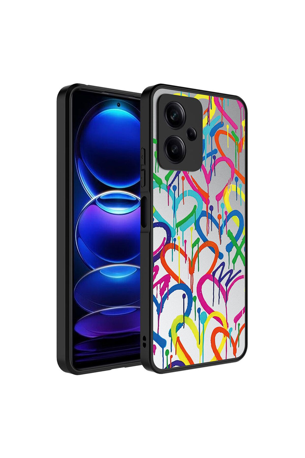 halkhouse Xiaomi Redmi Note 12 5G Kılıf Aynalı Desenli Kamera Korumalı Parlak Sert Silikon Esnek Renkli Mirror