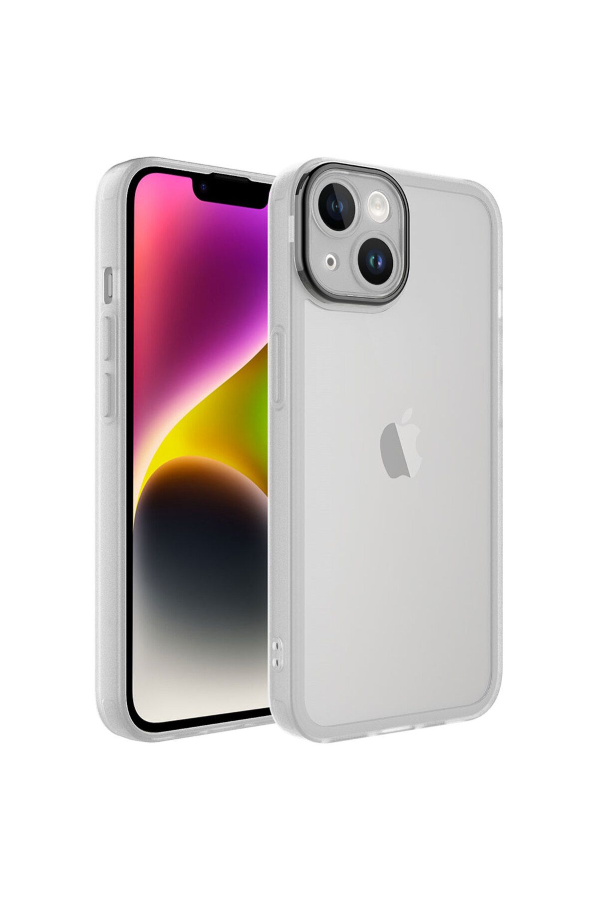 halkhouse İphone 14 Kılıf Kamera Korumalı Transparan Esnek Renkli Silikon Post Kapak