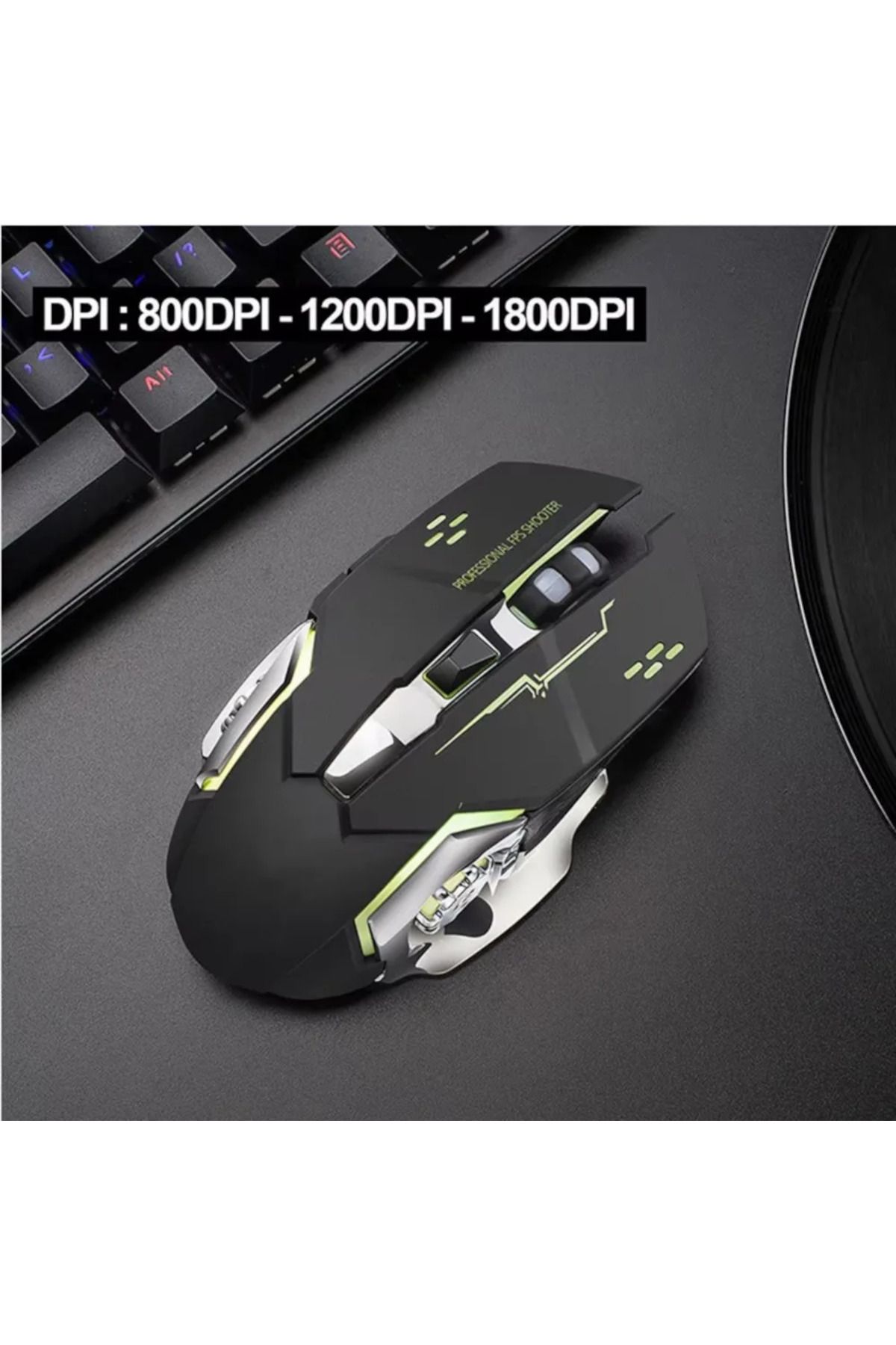 ABYZ-Q13 Wireless Mouse - Silent Multi-Device 6 Programmable Buttons RGB, 2.4GHz DPI 1600 Ergonomic Black 5