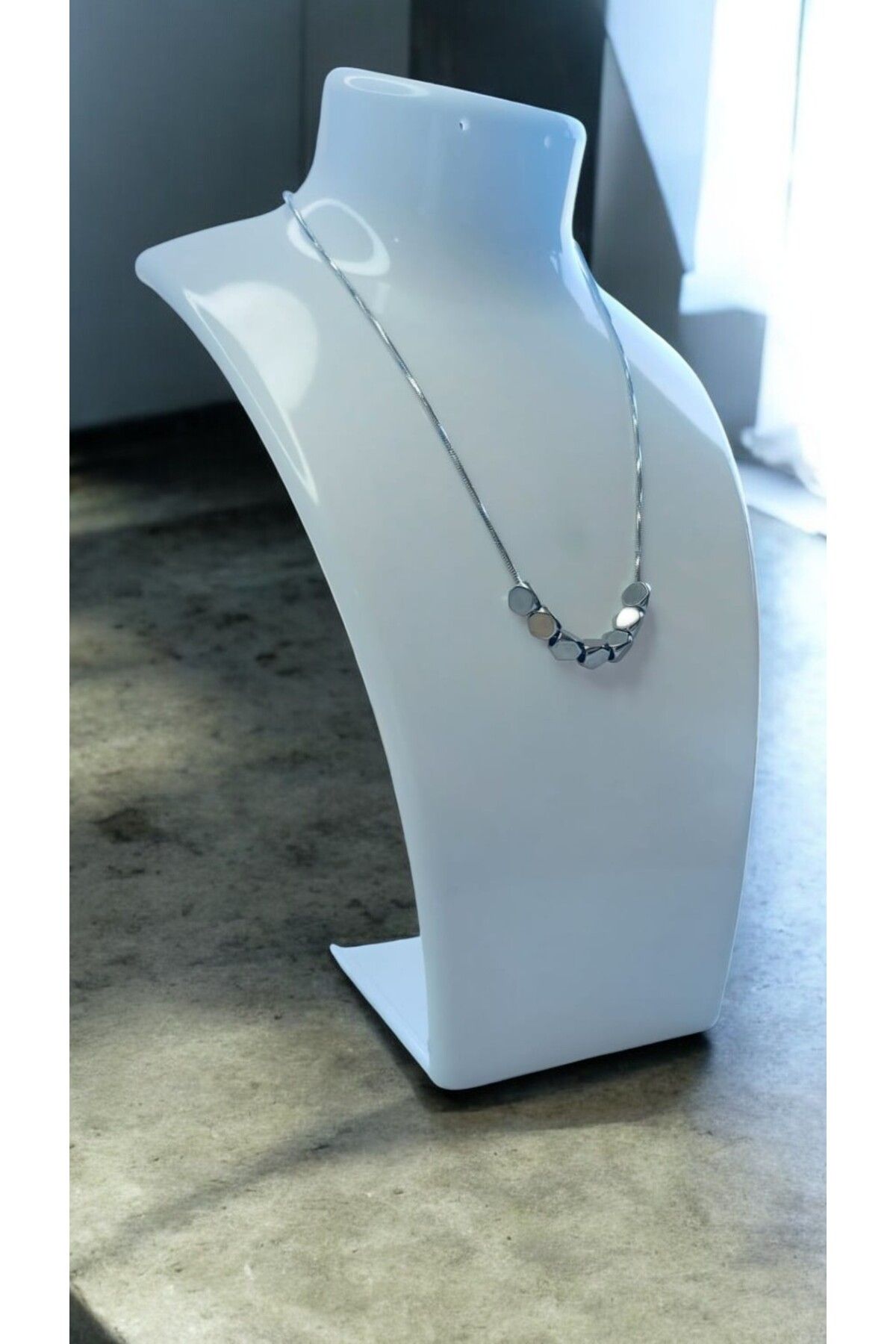NOVA JEWELLERY Zirkon Taşlı Paslanmaz Çelik Z incir Kolye |STEEL NECKLACE