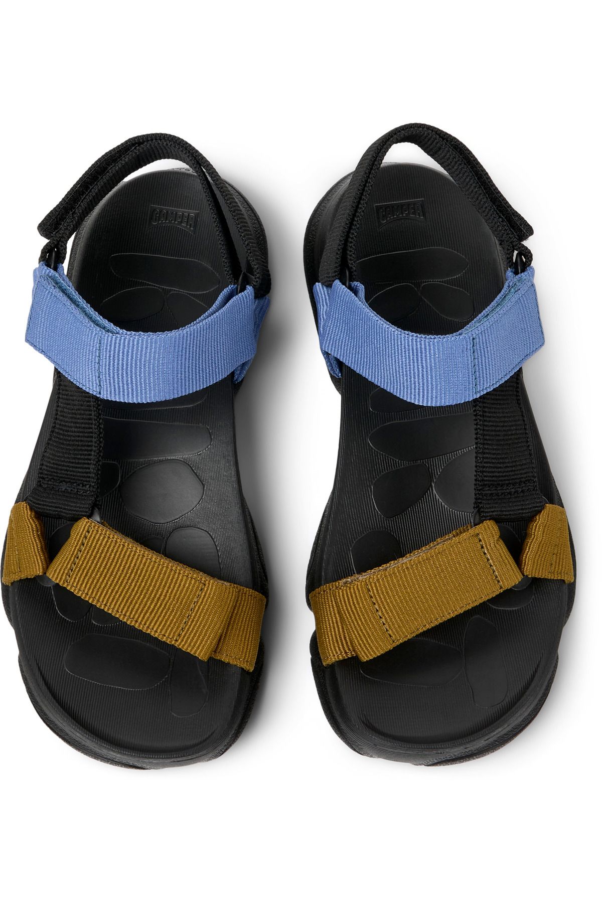 CAMPER-Women's Blue Color Block Sandals With Hook And Loop, Adjustable Strap, Soft Flat Sole Karst 3