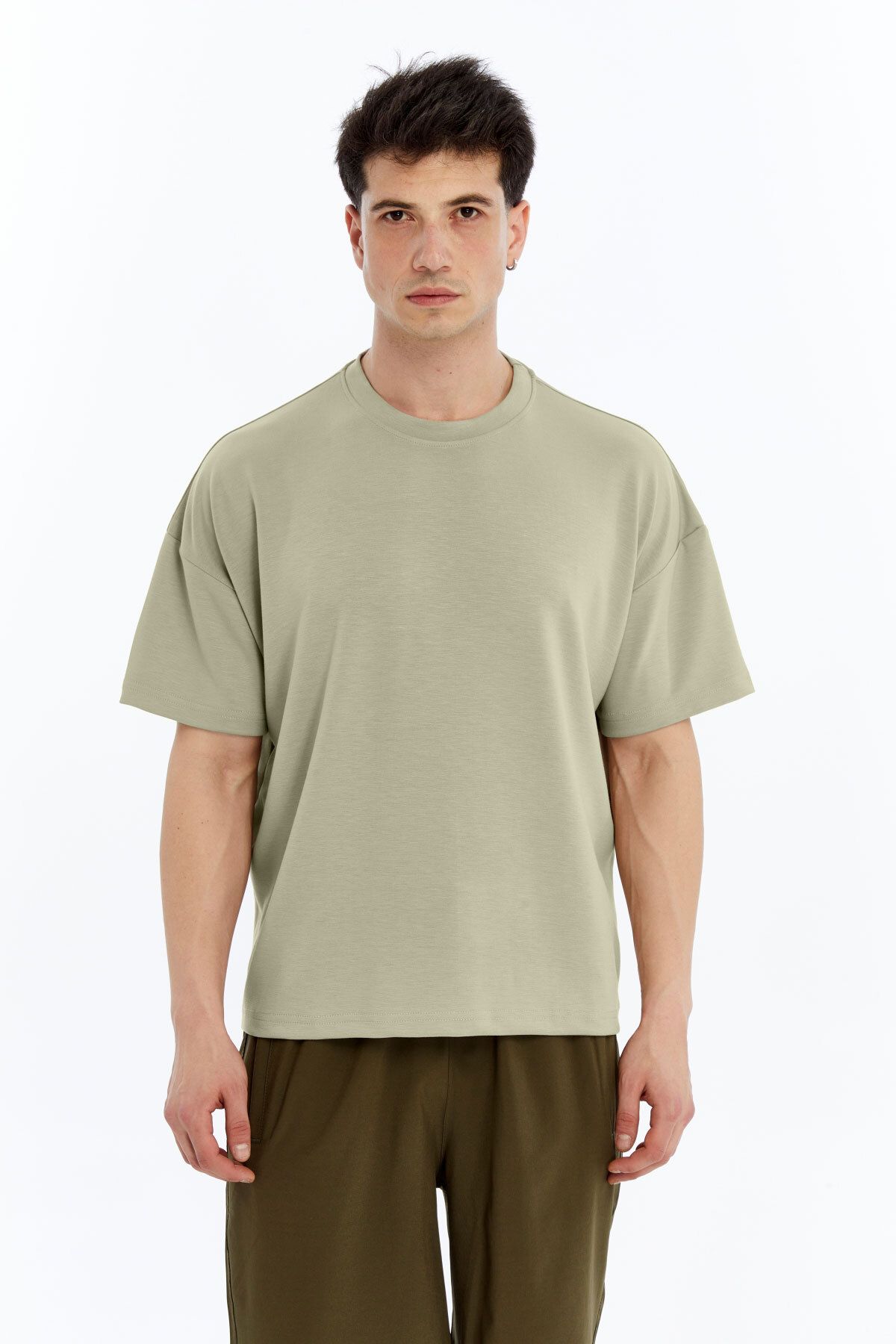 KRAVEN Erkek Modal Tişört Oversize Rahat Bol Kalıp T-Shirt Ağır Kumaş Kolay Kırışmaz Ütü Gerektirmeyen