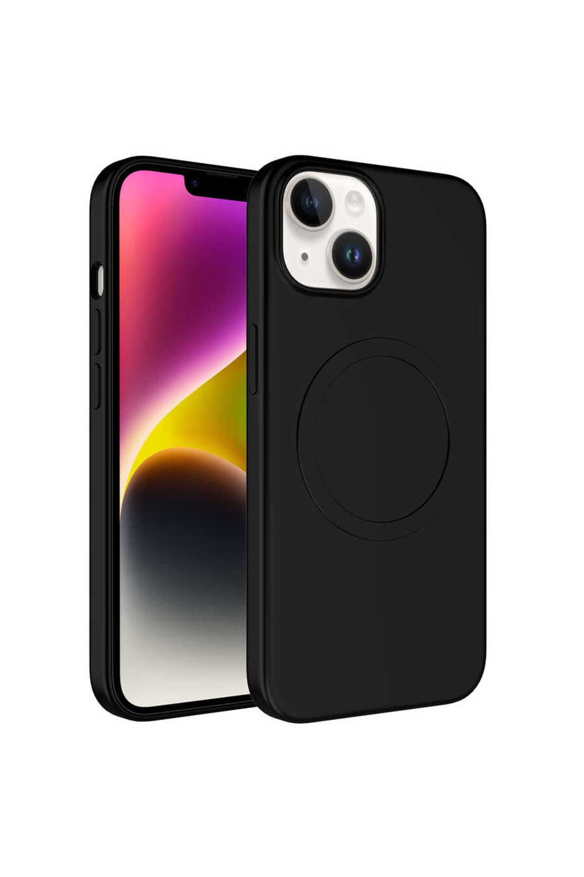 halkhouse Apple iPhone 14 Kılıf Magsafe Wireless Şarj Özellikli Pastel Renk Silikon Esnek Plas Kapak
