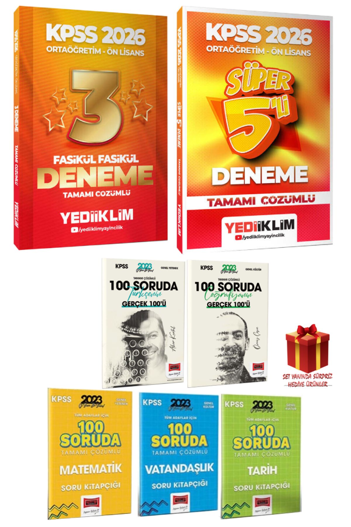 Yediiklim Yayınları 2026 Yediiklim Ortaöğretim Ön Lisans 3 Deneme+Ortaöğretim Ön Lisans 5 Deneme+Yargı 100 Soruda Seti