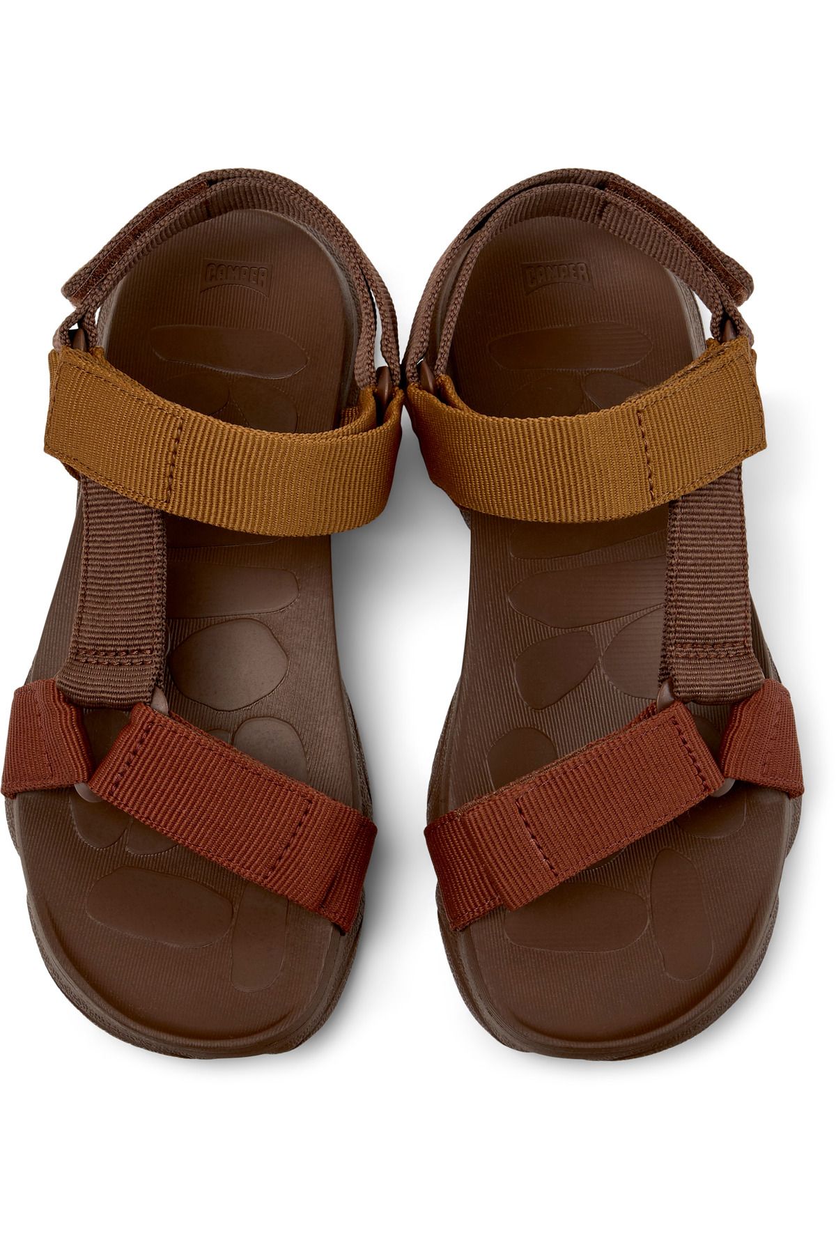 CAMPER-Women's Brown Color Block Summer Sandal with Hook And Loop Strap and Back Tie Karst 3