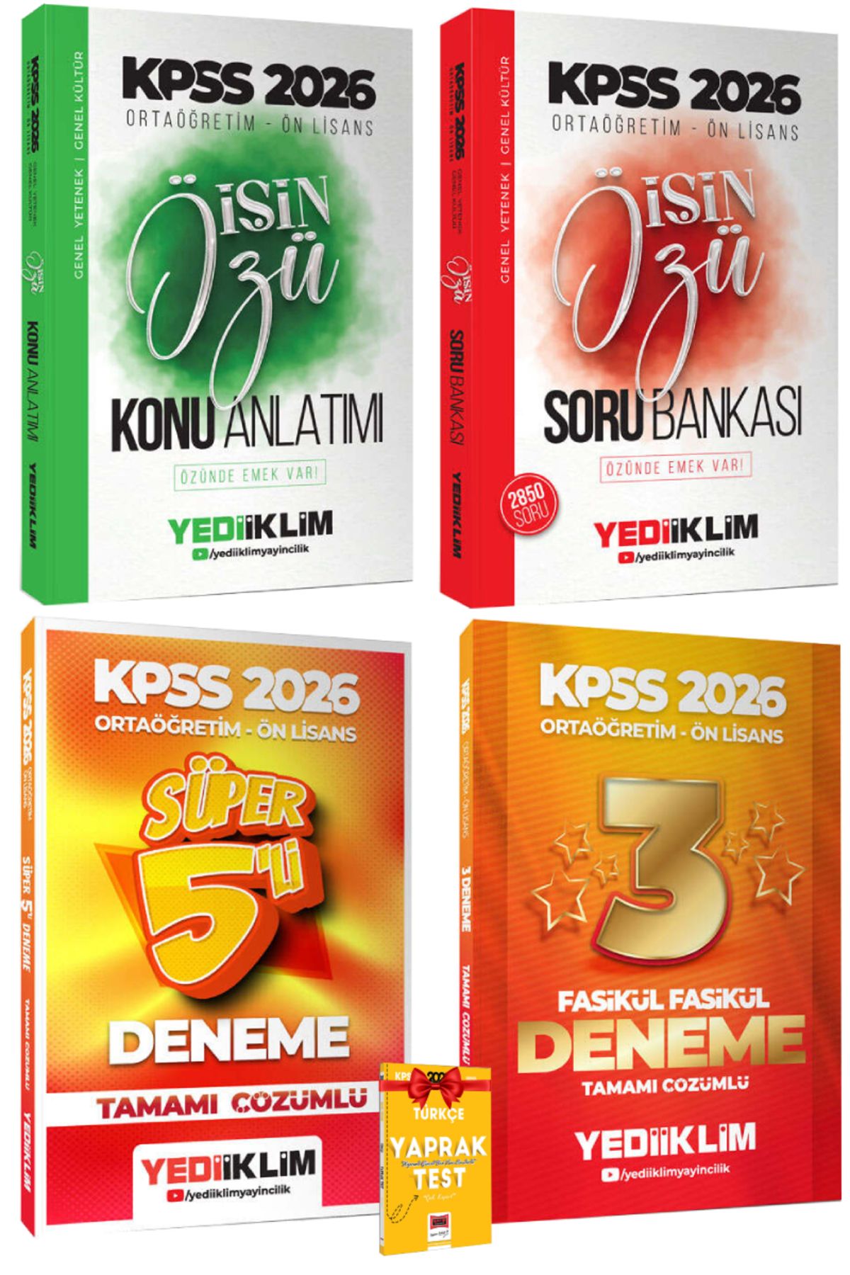 Yediiklim Yayınları 2026 Yediiklim Ortaöğretim Ön Lisans Konu+Soru Bankası+Ortaöğretim Ön Lisans Denemeler