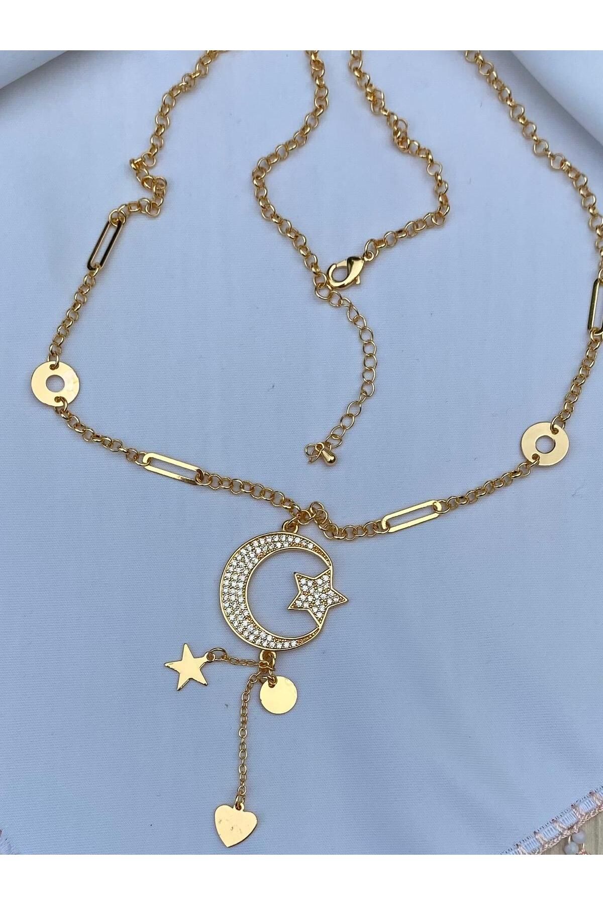 Butik Ay Yıldız Çelik Kolye