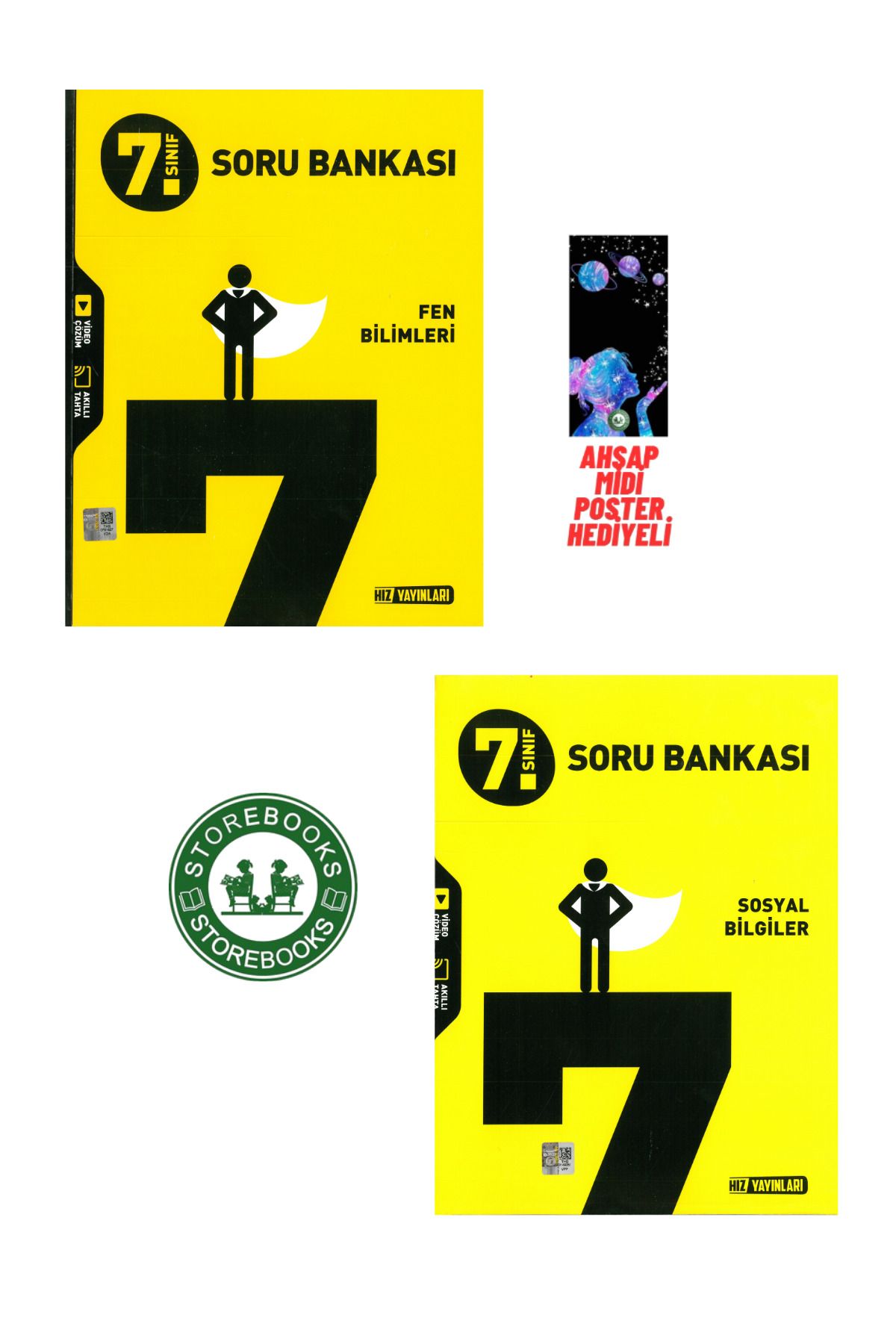 Hız Yayınları 7.Sınıf Hız Yayınları Fen + Sosyal Soru Bankası Poster Hediyeli