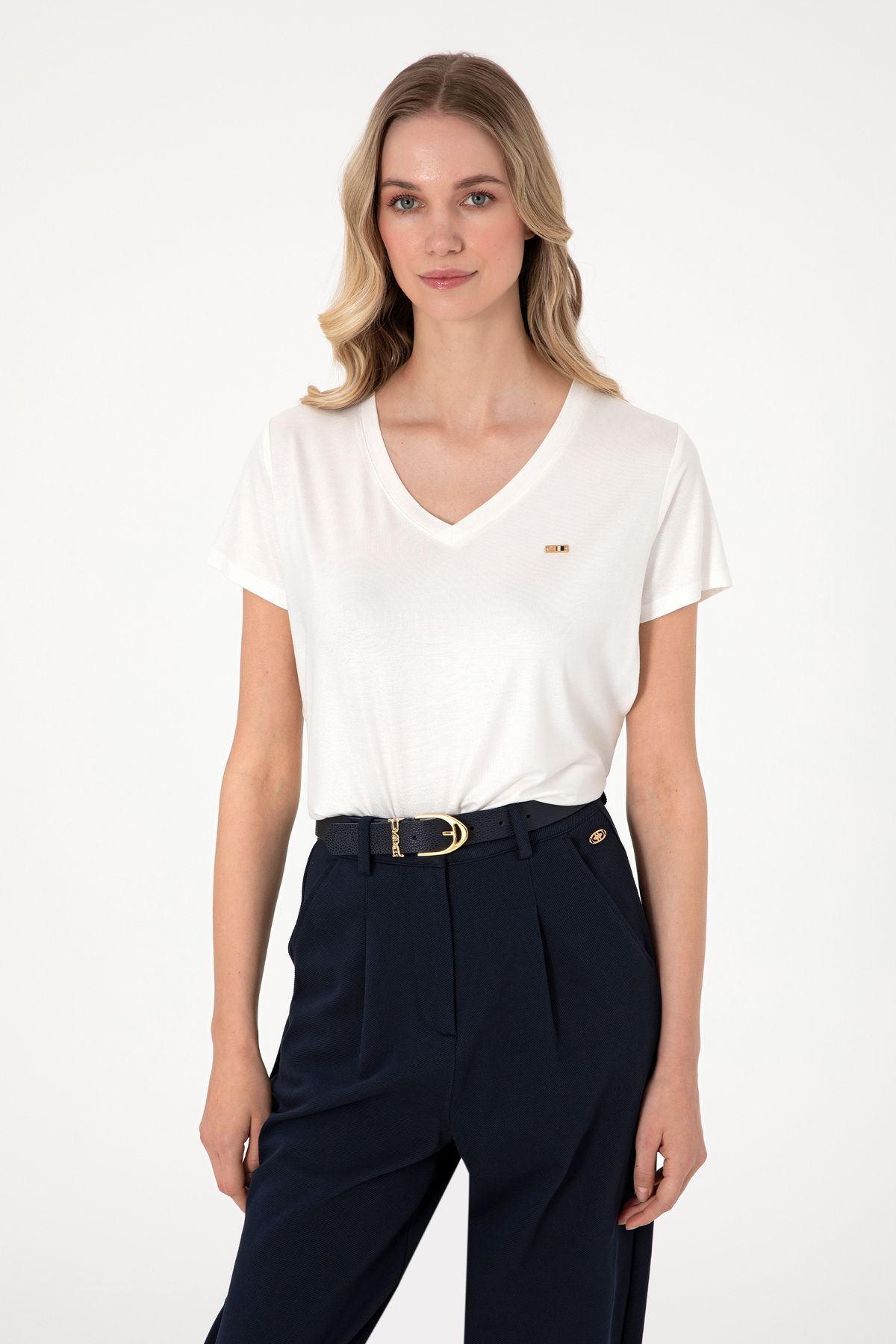 U.S. Polo Assn. Kadın Beyaz Tişört 50305781-VR013