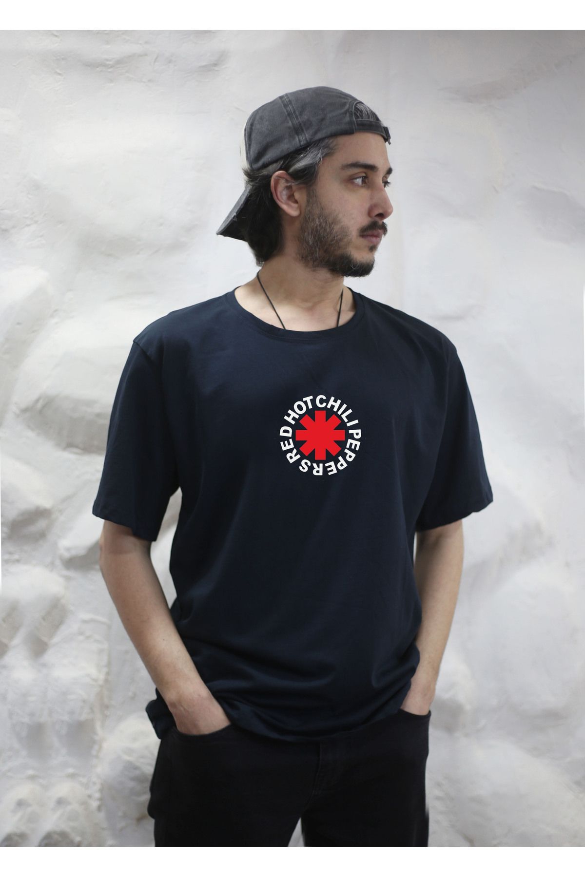 sielta Red Hot Chili Peppers Oversize Erkek Pamuklu Lacivert Tişört T-shirt