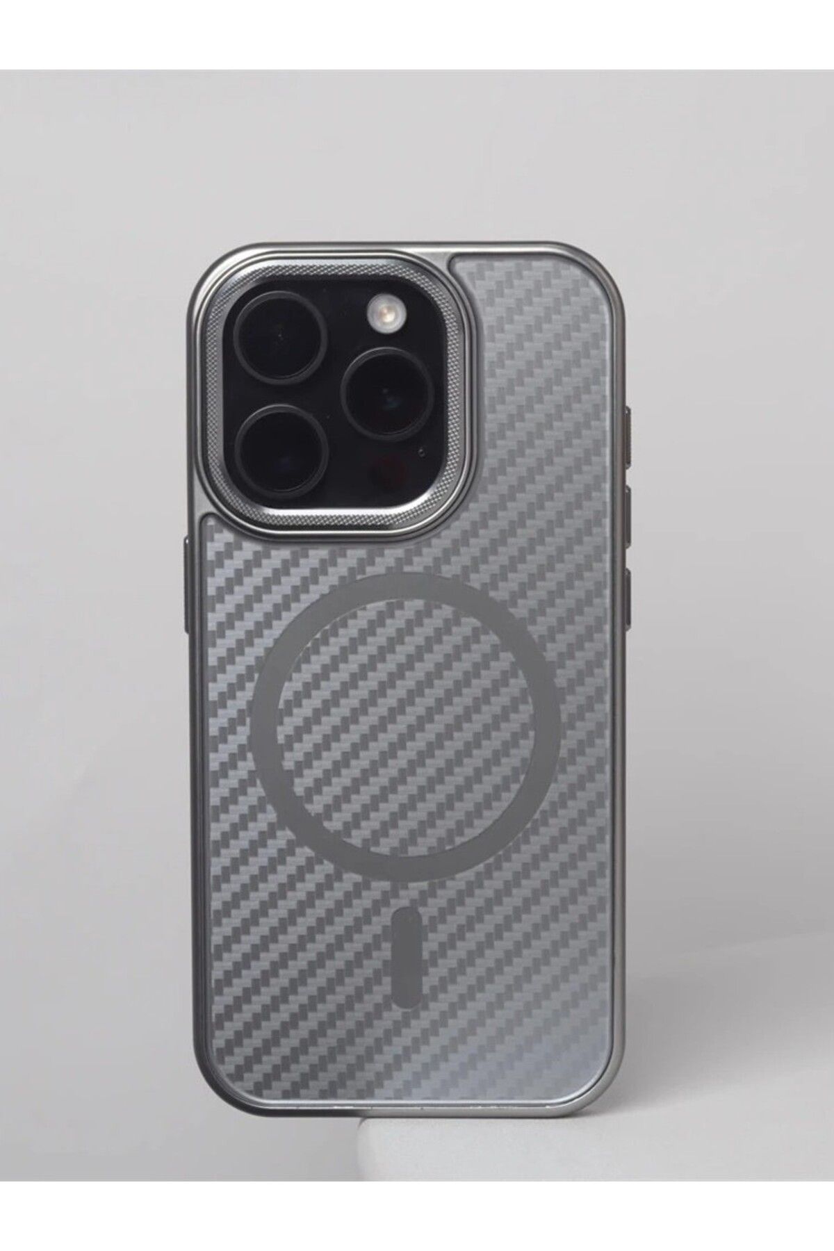 Paladyum Case iPhone 14 Pro Max Uyumlu Titanyum Gri Karbon Fiber MagSafe Özellikli Kılıf