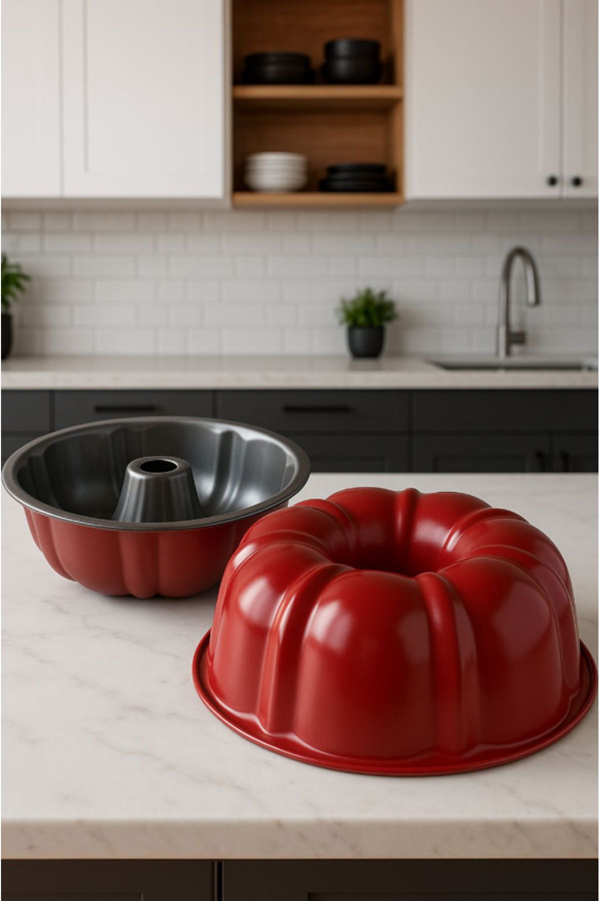 AYGÖREN HOME 24 Cm Metal Kek Kalıbı Kırmızı Renk