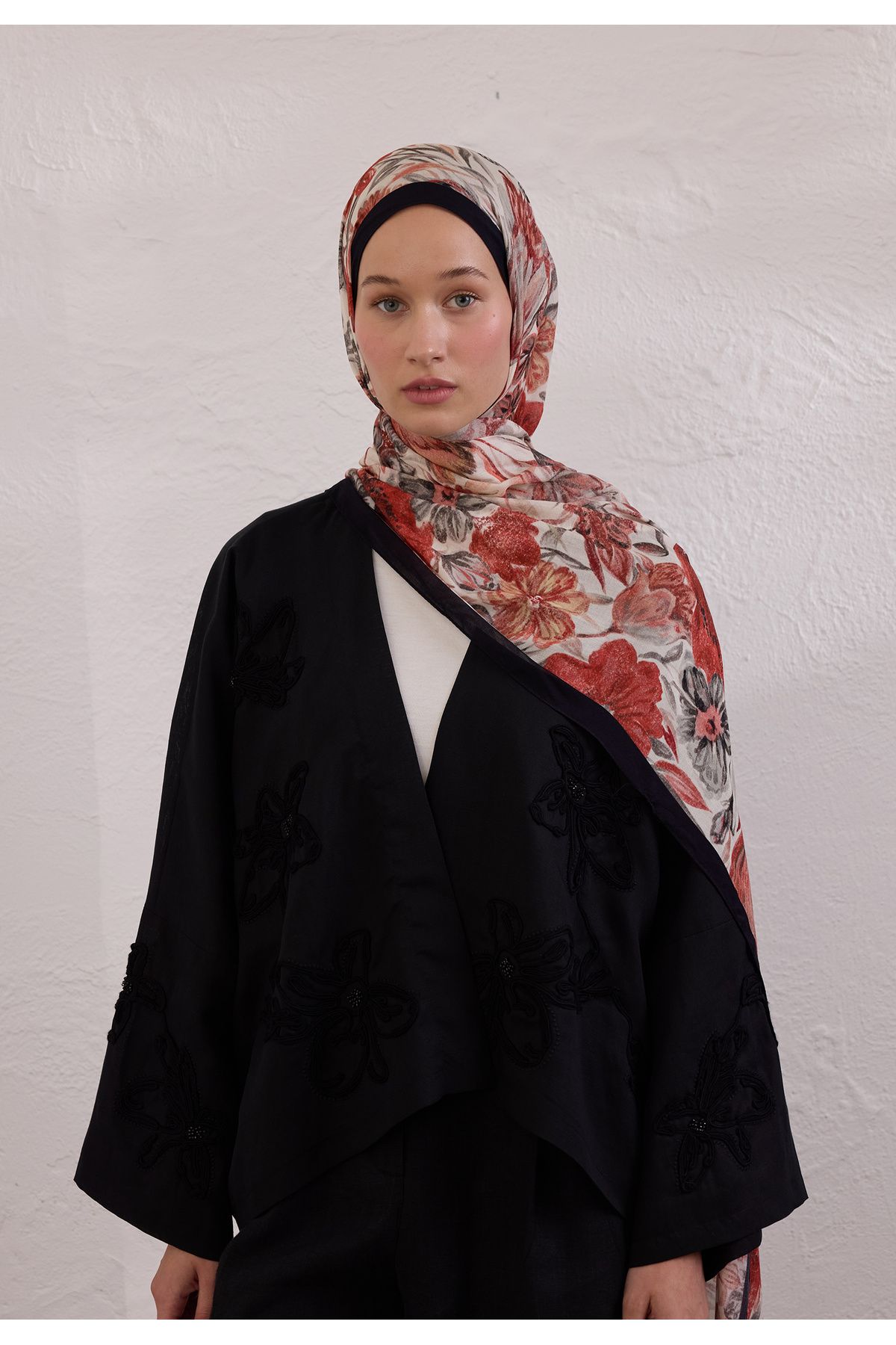 Fresh VINTAGE GARDEN DESEN RAMİ ŞAL SİYAH