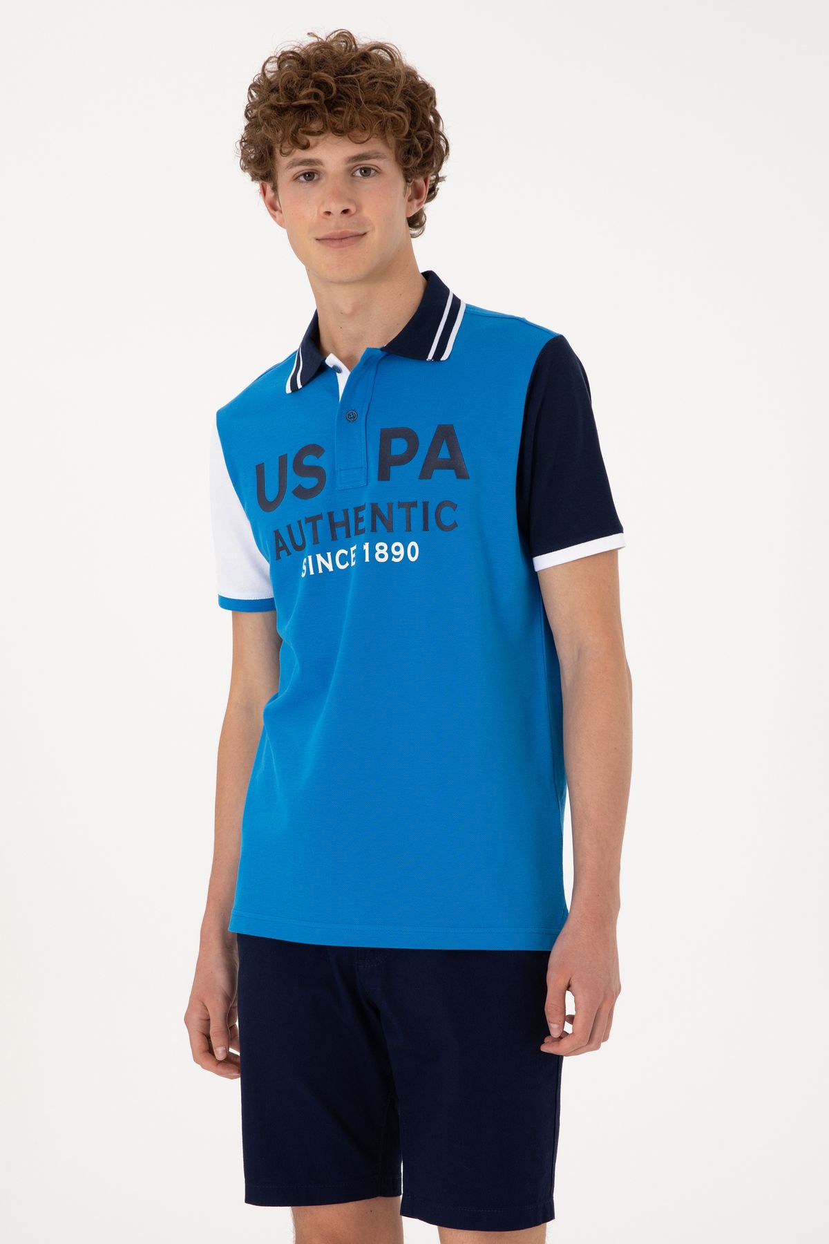 U.S. Polo Assn. Erkek Regular Fit Polo Yaka Kobalt Mavi Tişört 50299803-VR077