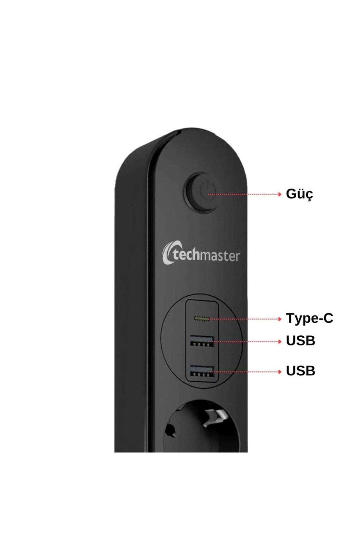 2 Usb+Type-C Akım Çocuk Korumalı 4'lü Priz 5mt - 5