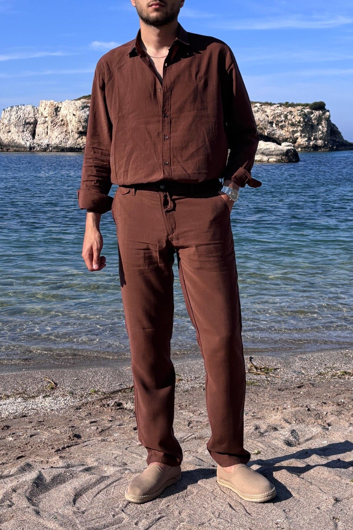 inpool Erkek, Yandan lastikli, Dökümlü, Liyosel, Regular fit, Old Money Culture Pantolon 304