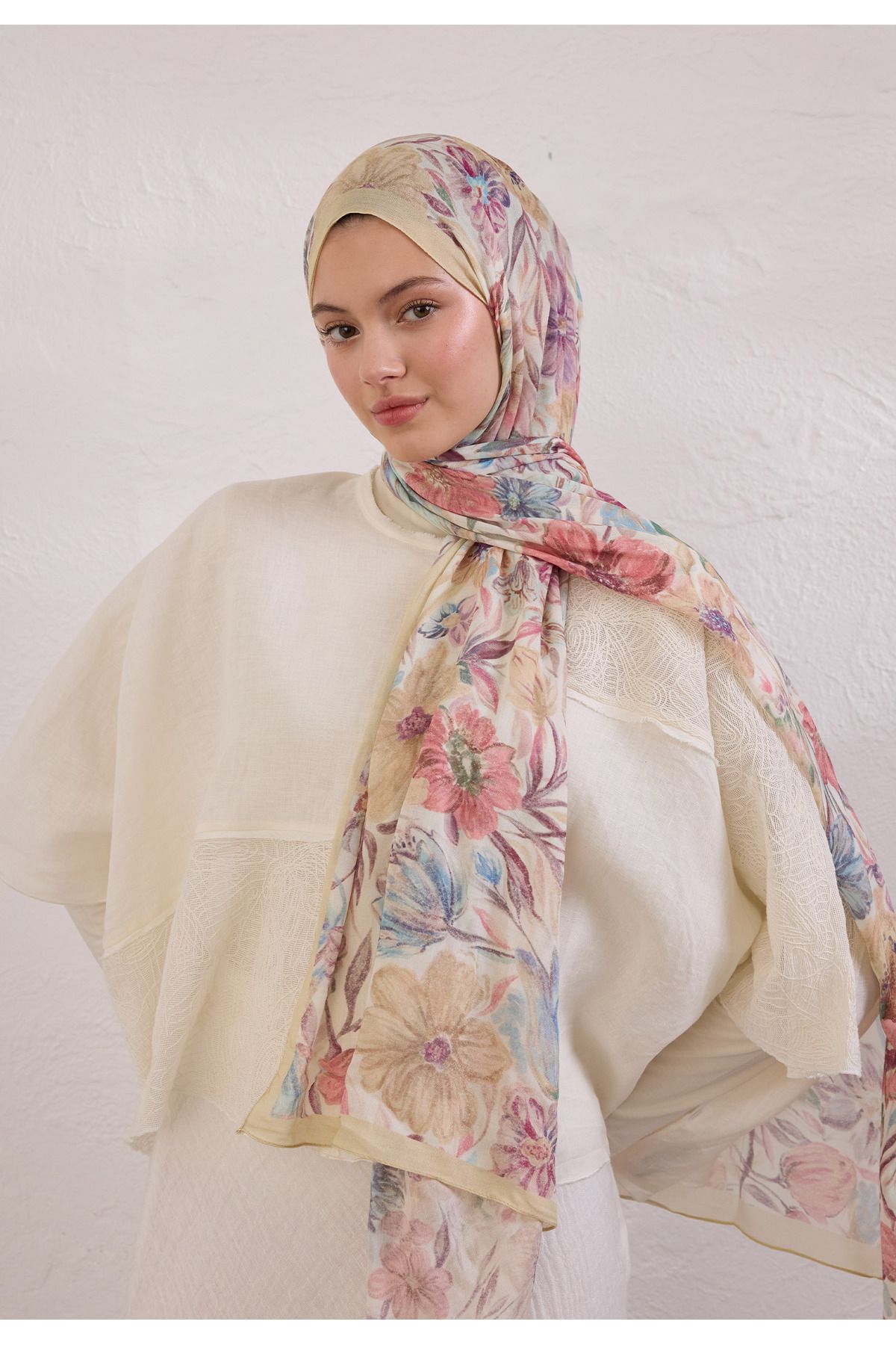 Fresh VINTAGE GARDEN DESEN RAMİ ŞAL TEREYAĞI