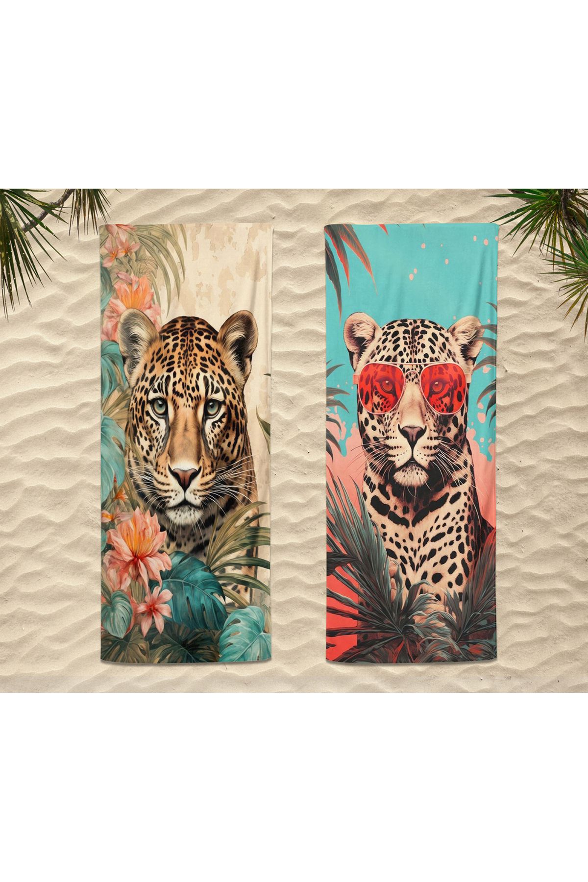 OZG DESİGN LEOPAR ÇİFTLER İÇİN ÖZEL PLAJ HAVLUSU