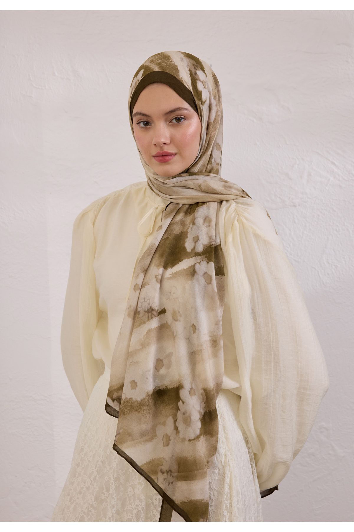 Fresh SOFT DAISY DESEN RAMİ ŞAL VİZON