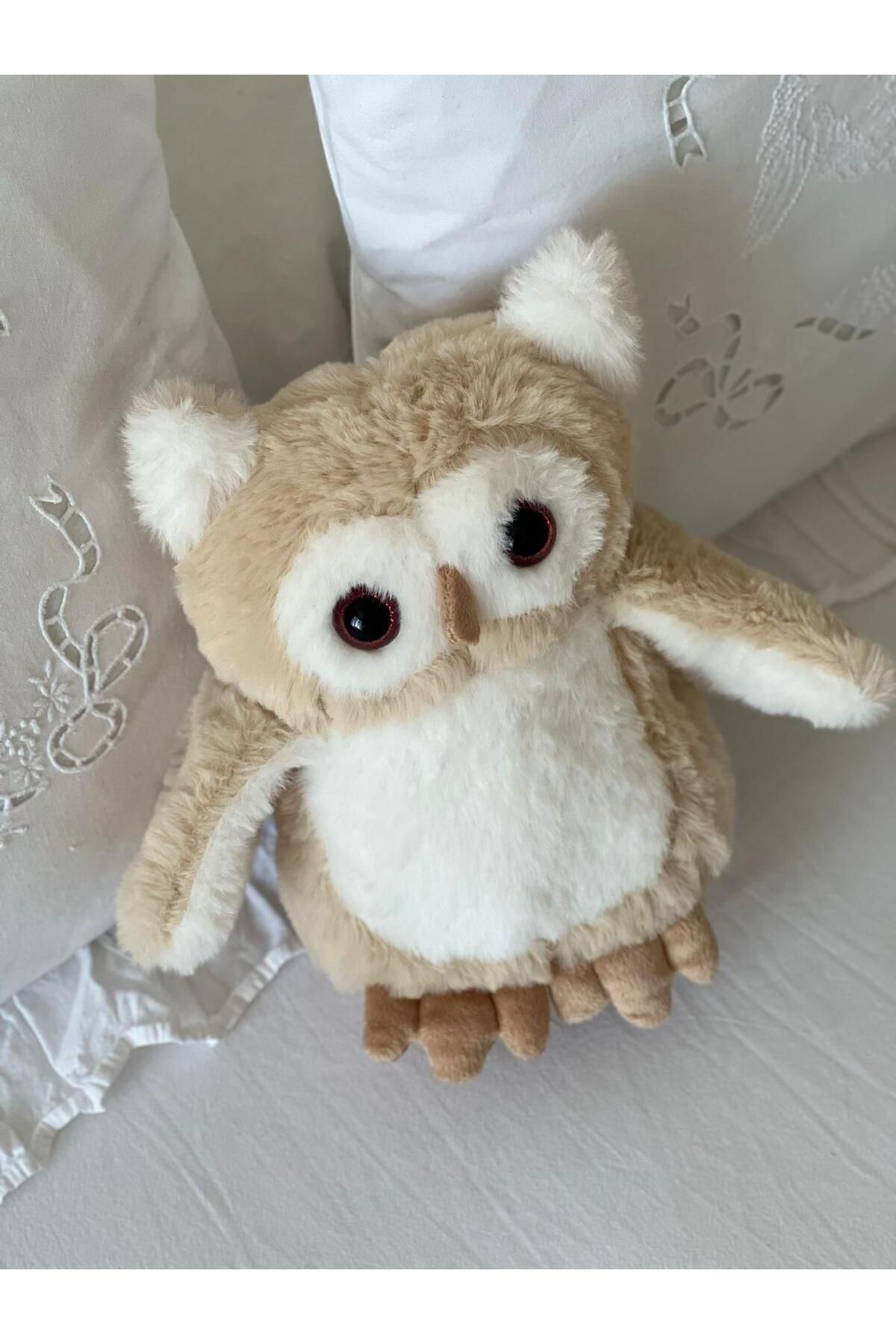 MR.Frenks Çocuk Sevimli Baykuş Oyun&Uyku Arkadaşı Peluş Yastık Krem 25 cm