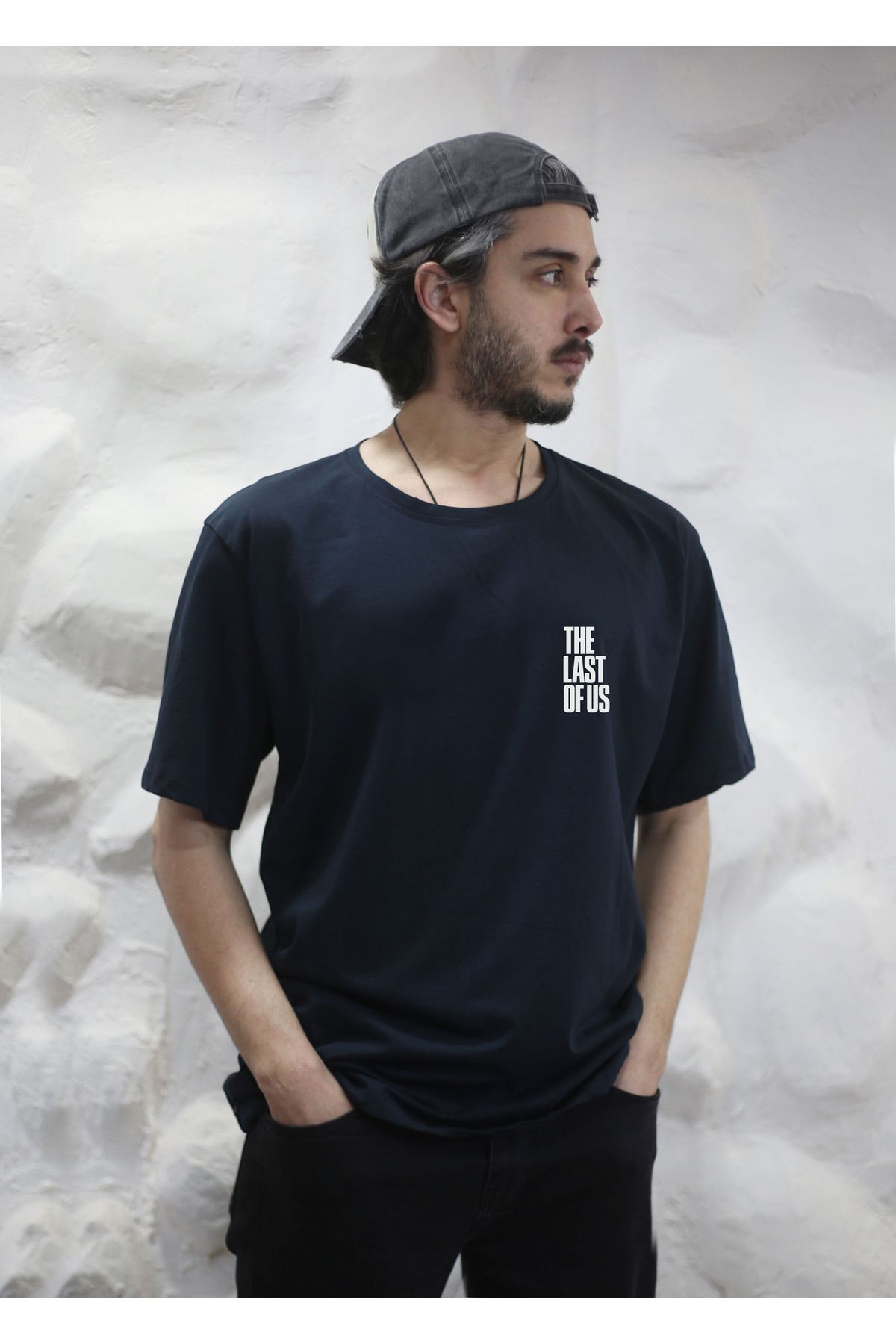 sielta The Last Of Us Oversize Erkek Pamuklu Lacivert Tişört T-shirt
