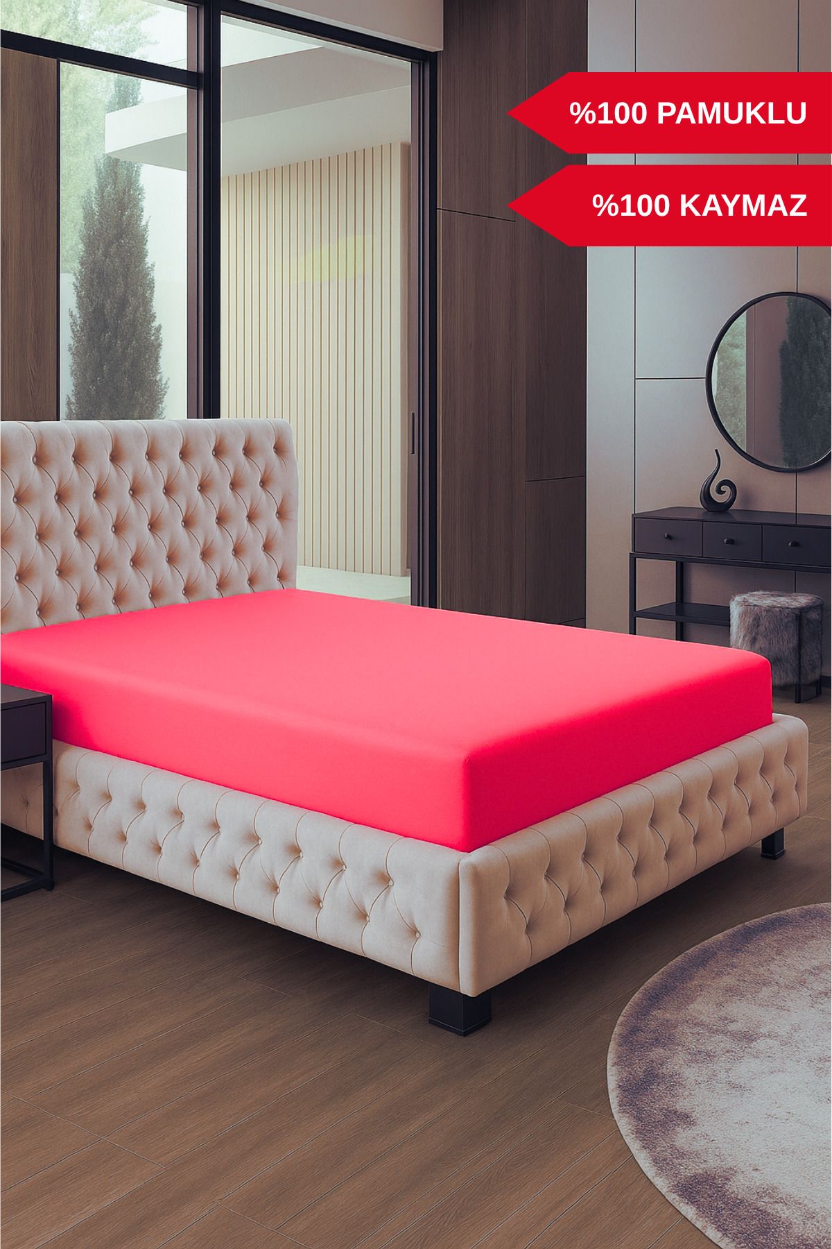 HERAKLEIA HOME TEXTILE Jersey %100 Pamuk - Kırmızı Lastikli Çarşaf | Kaymaz,terletmez,yumuşak Dokulu Penye Tek/çift Kişilik