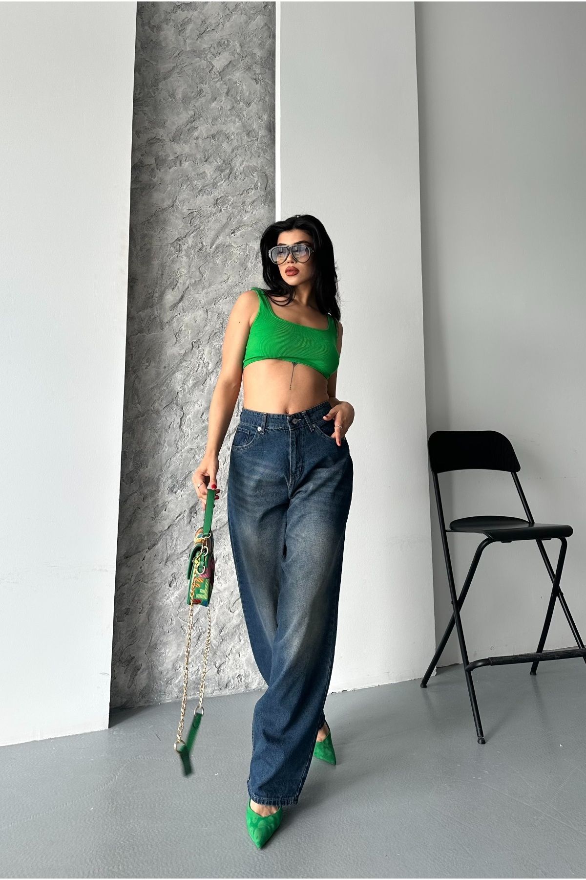 DESTEMODA Kadın Baggy Kot Taş Enzim Kimyasal Bıyık Yıkama Pantolon Kahve Tint 4002