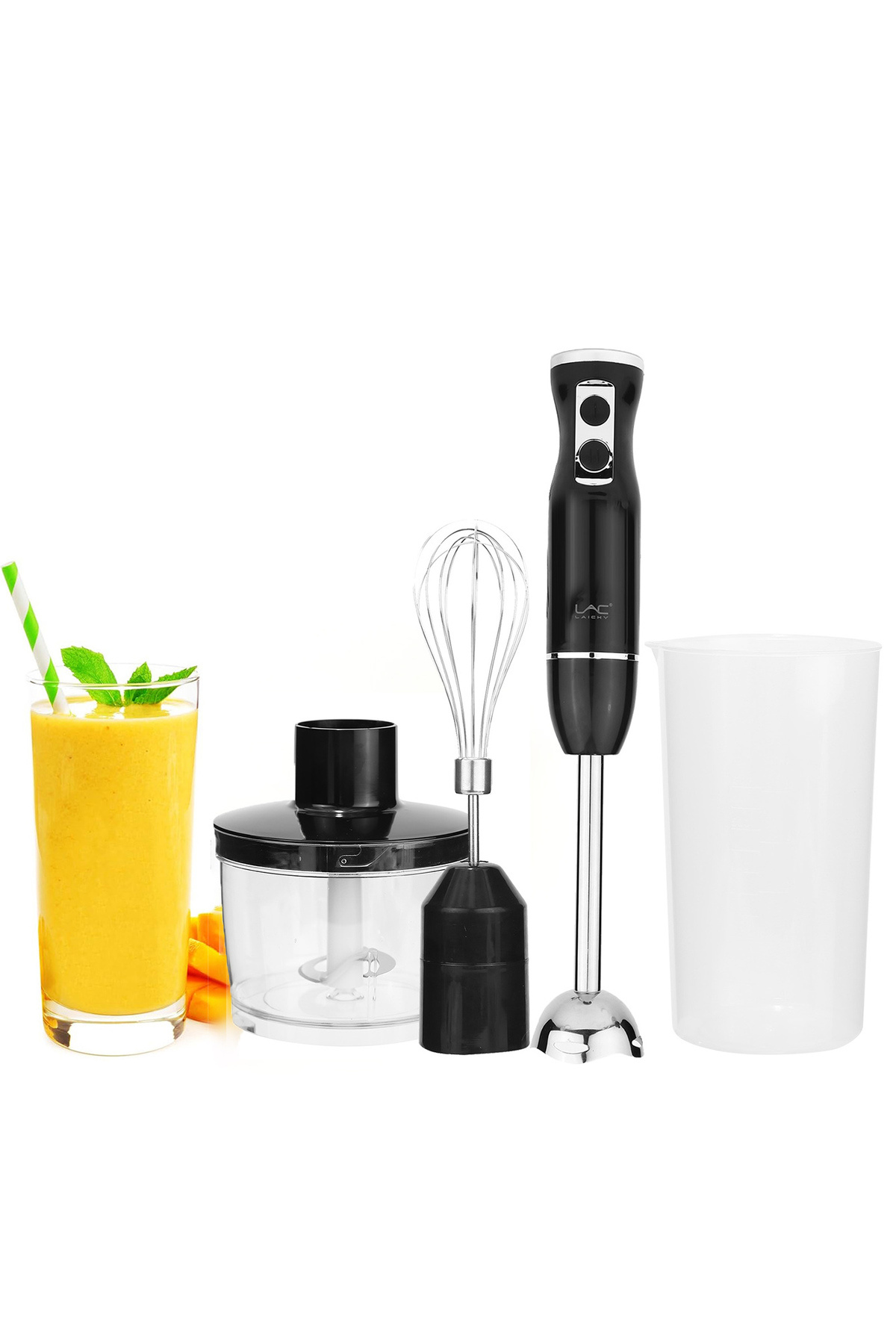 LAC LAICHY 4 In 1 Blender, 500w,2-speed with 500ml Food Chopper,600ml Container,for Smoothie Sauces Food Soups