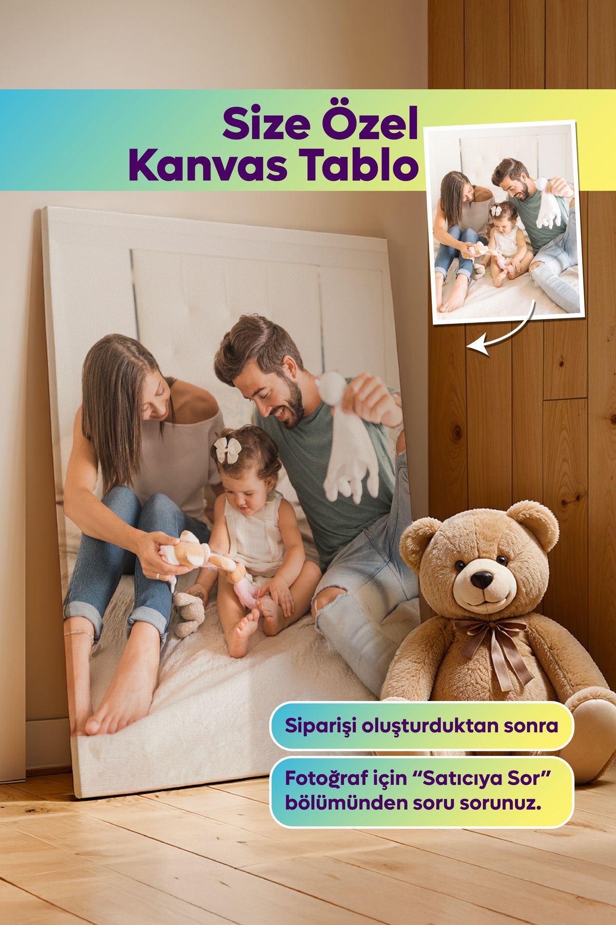 Dekopix Kişiye Özel Fotoğraflı Premium Kanvas Tablo - 70x100cm