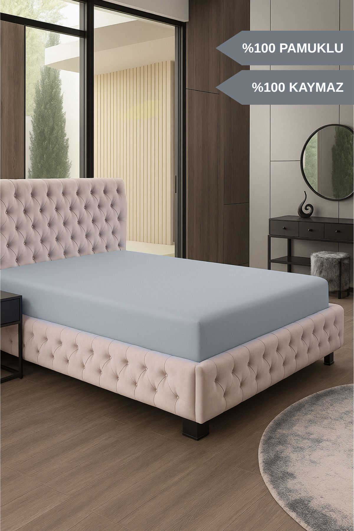 HERAKLEIA HOME TEXTILE Jersey %100 Pamuk - Gri Lastikli Çarşaf | Kaymaz,terletmez,yumuşak Dokulu Penye Tek/çift Kişilik